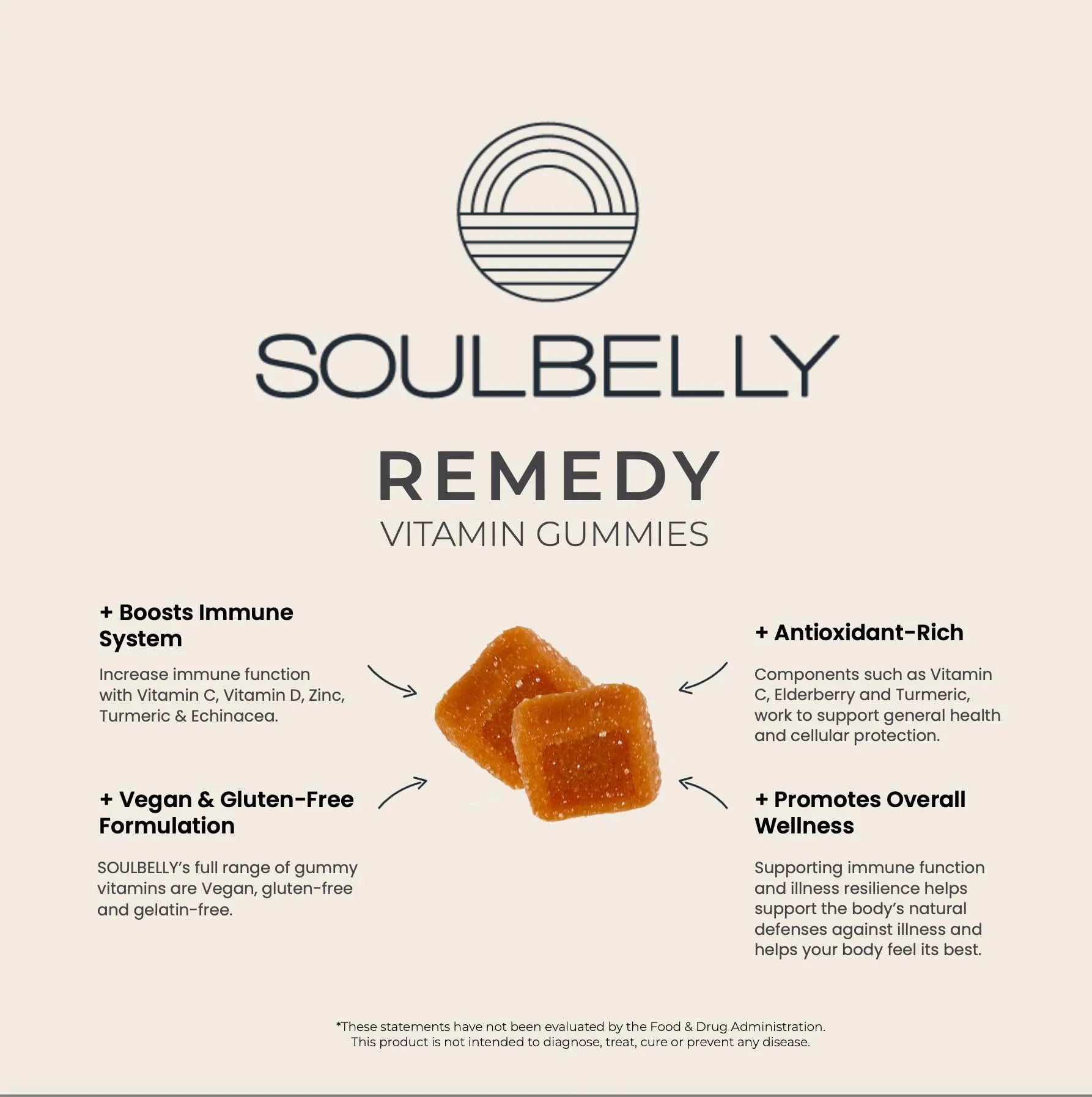 SOULBELLY Super Immunity | Remedy Vitamin Gummies for Immune Support | Vegan | Gluten-Free | Non-GMO | 60 Count SOULBELLY buy supplements canada