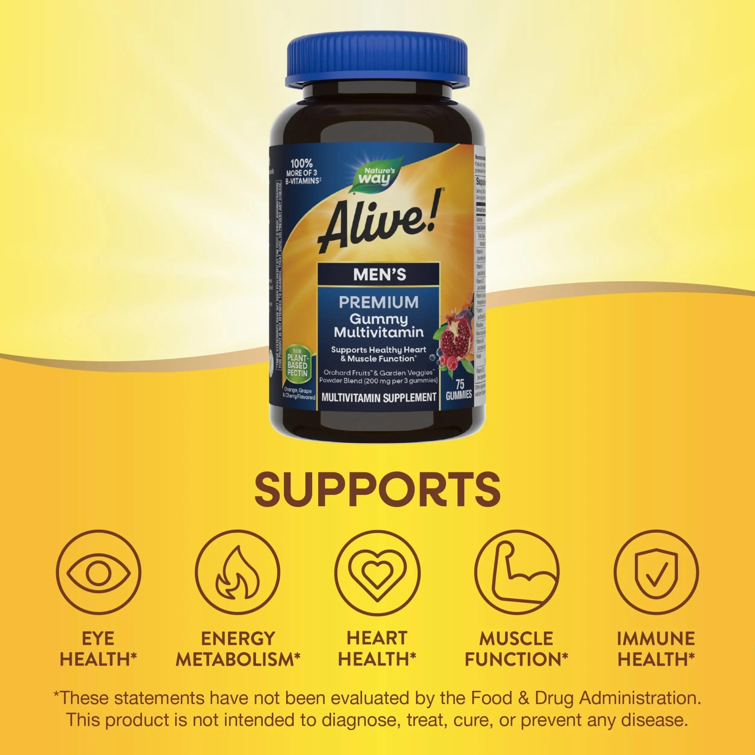 Nature's Way Alive! Men's Premium Gummy Multivitamin, Supports Healthy Heart, Muscle Function*, Full B-Vitamin Complex, Orange, Grape Nature's Way buy supplements canada