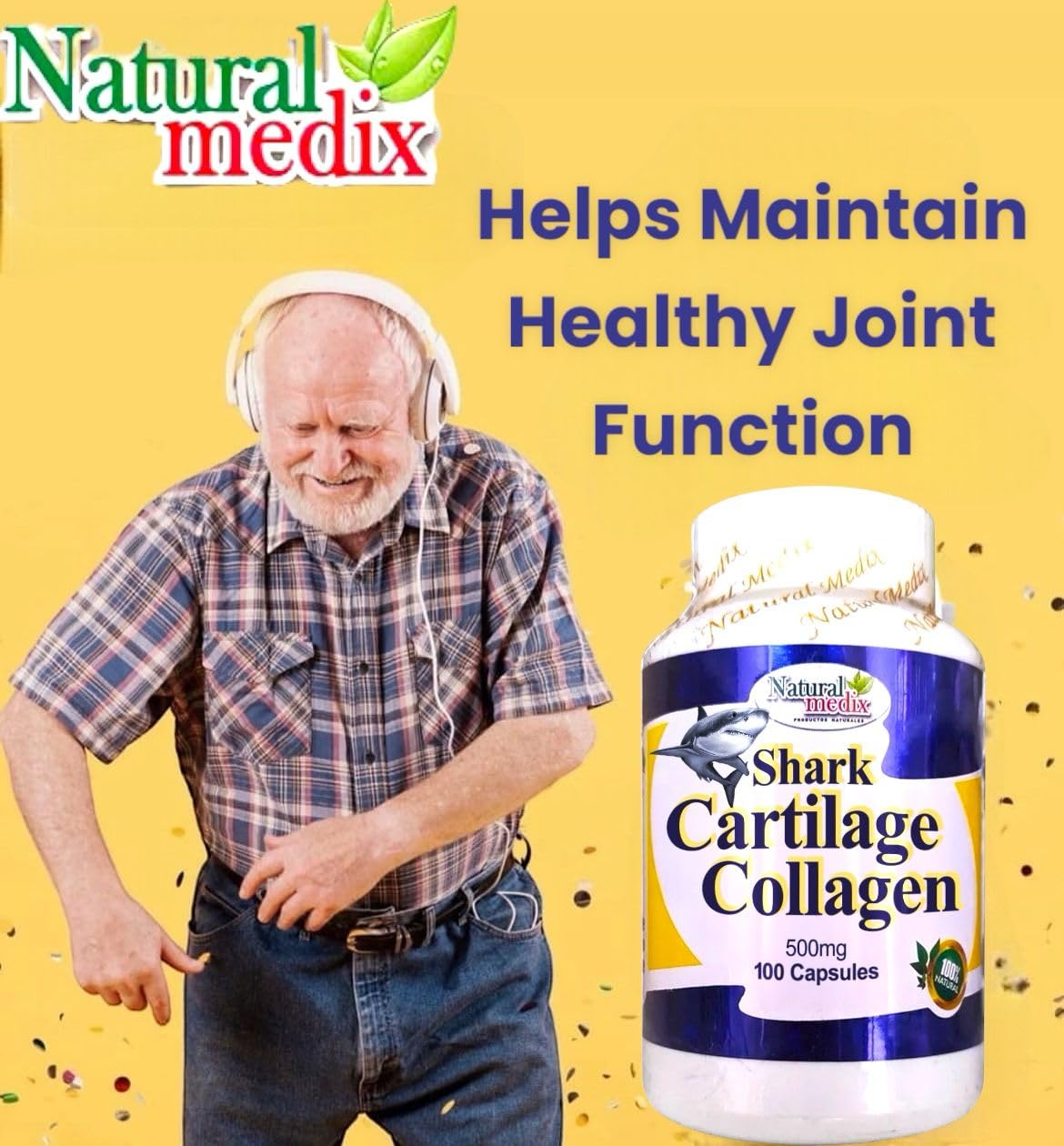 Natural medix Cartilage – Joint Support Supplement with Glucosamine, Collagen & Magnesium – 100 Caps - Cartílago de Tiburon Natural medix buy supplements canada