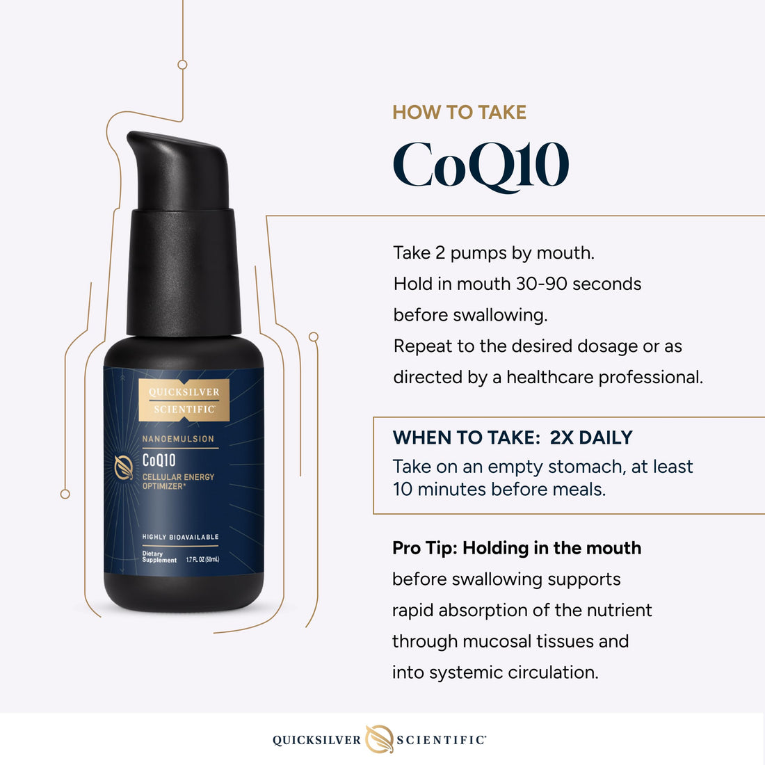 Quicksilver Scientific CoQ10 Nanoemulsion - Liposomal Coenzyme Q10 Cardiovascular Support & Cellular Energy Supplement - Fast Absorbing Liquid (1.7oz / 50ml) Quicksilver Scientific buy supplements canada