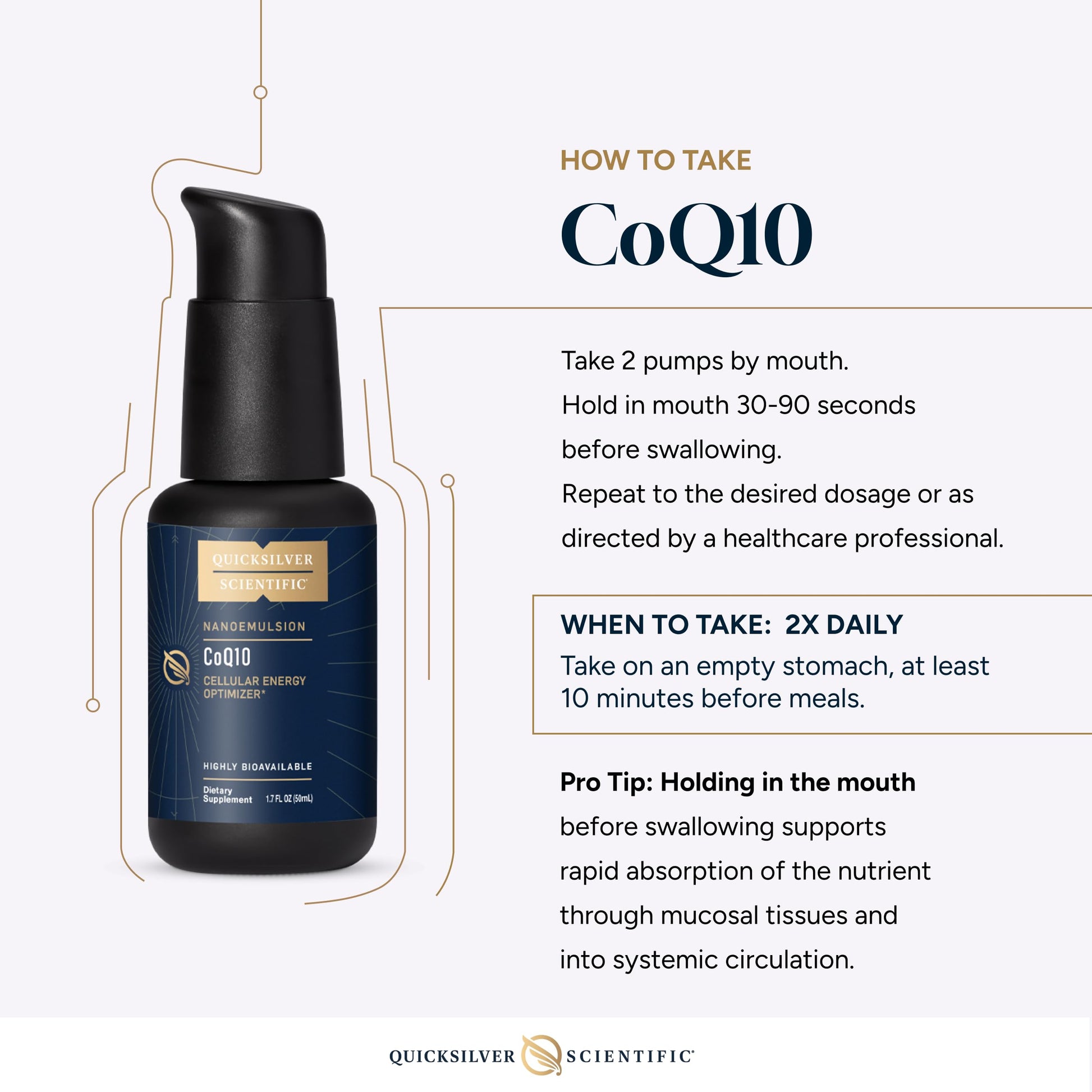 Quicksilver Scientific CoQ10 Nanoemulsion - Liposomal Coenzyme Q10 Cardiovascular Support & Cellular Energy Supplement - Fast Absorbing Liquid (1.7oz / 50ml) Quicksilver Scientific buy supplements canada