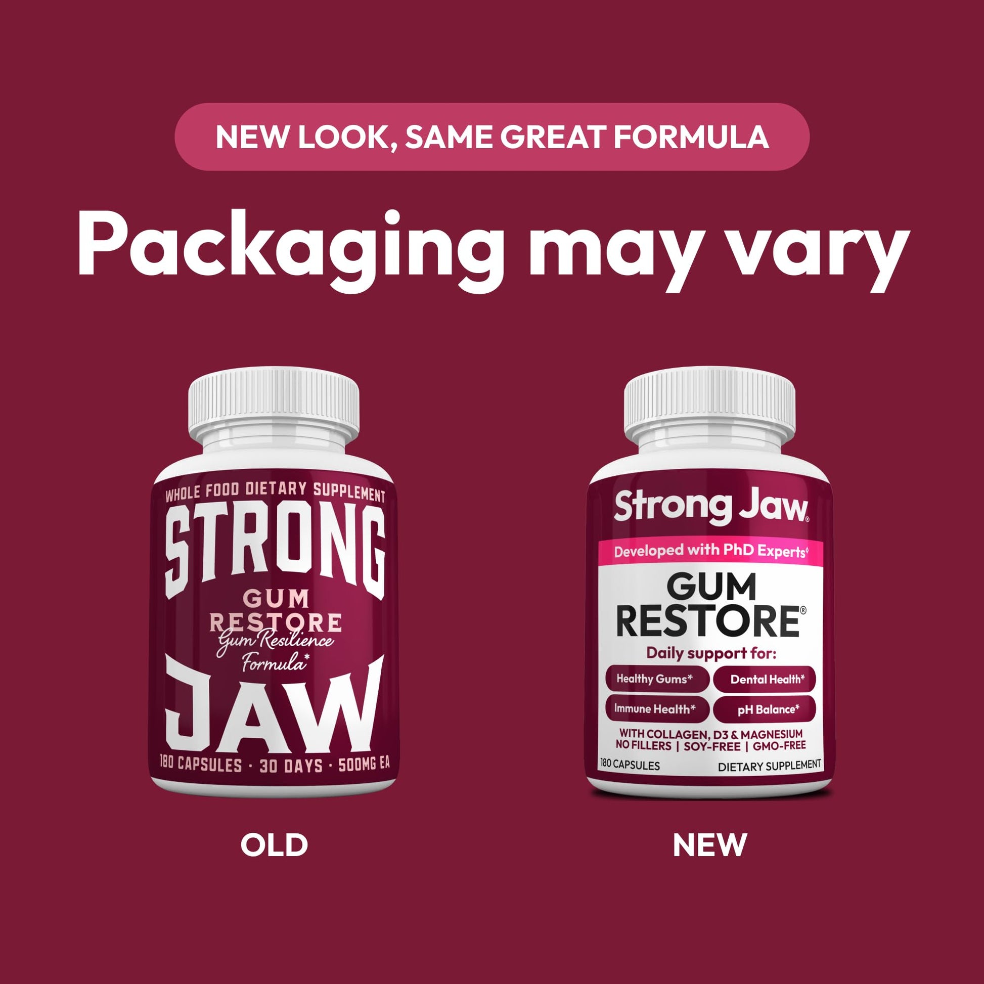 Strong Jaw Gum Restore - Gum Repair for Receding Gums | Teeth Magnesium Supplements, Oral Care, Remineralizing Dental Health Vitamins for Adults | 1 Month Supply, 180 Capsules, Made in USA Strong Jaw buy supplements canada