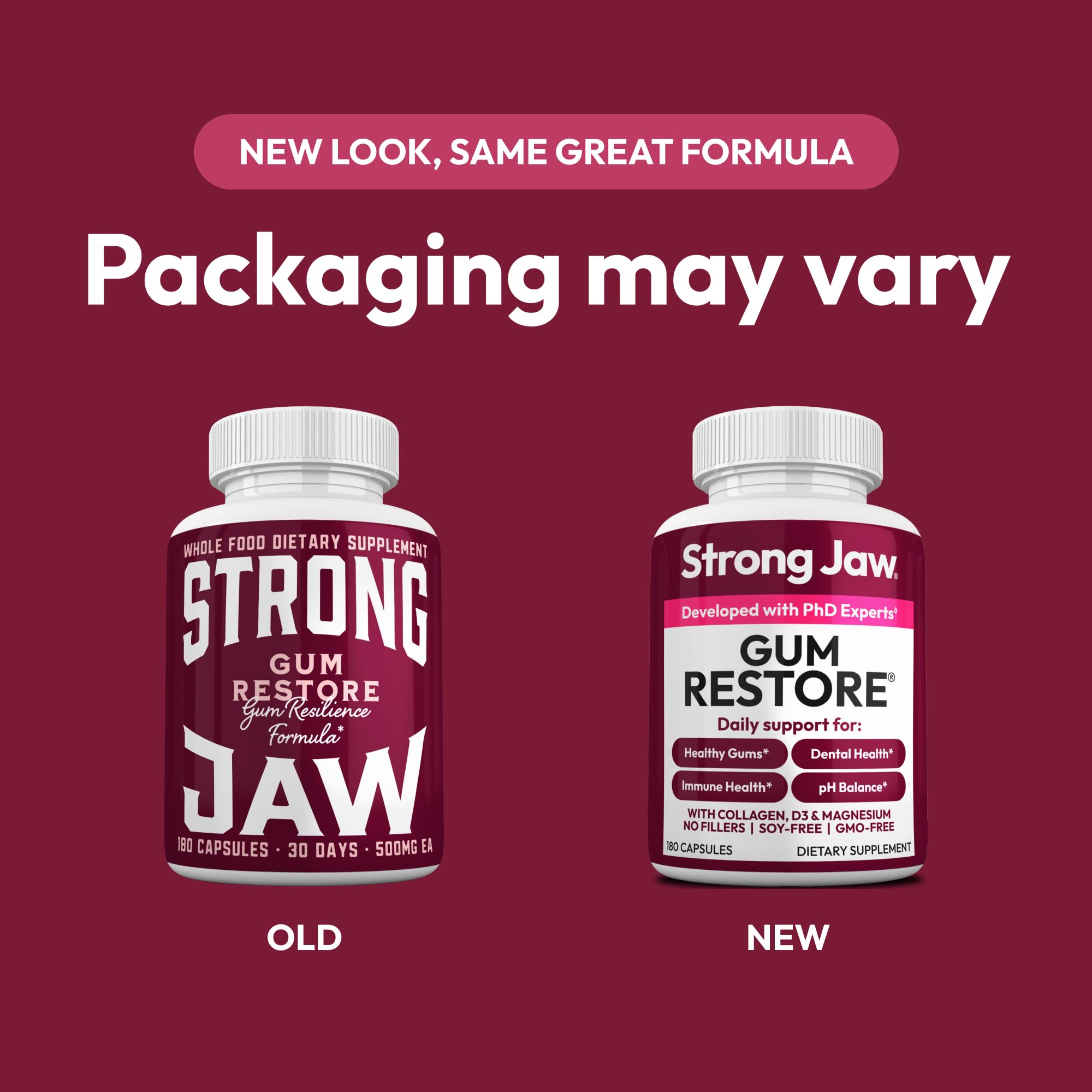 Strong Jaw Gum Restore - Gum Repair for Receding Gums | Teeth Magnesium Supplements, Oral Care, Remineralizing Dental Health Vitamins for Adults | 1 Month Supply, 180 Capsules, Made in USA Strong Jaw buy supplements canada