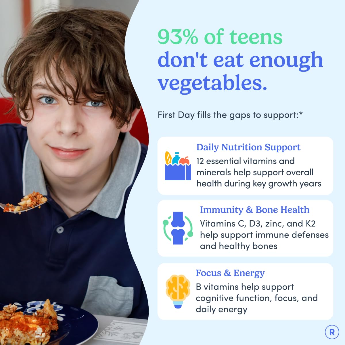FIRST DAY Vitamins for Teens - Teen Multi Vitamins for Girls & Boys 12-17, Organic Fruit & Veggie Blend - 12 Key Nutrients: Vitamins A FIRST DAY buy supplements canada