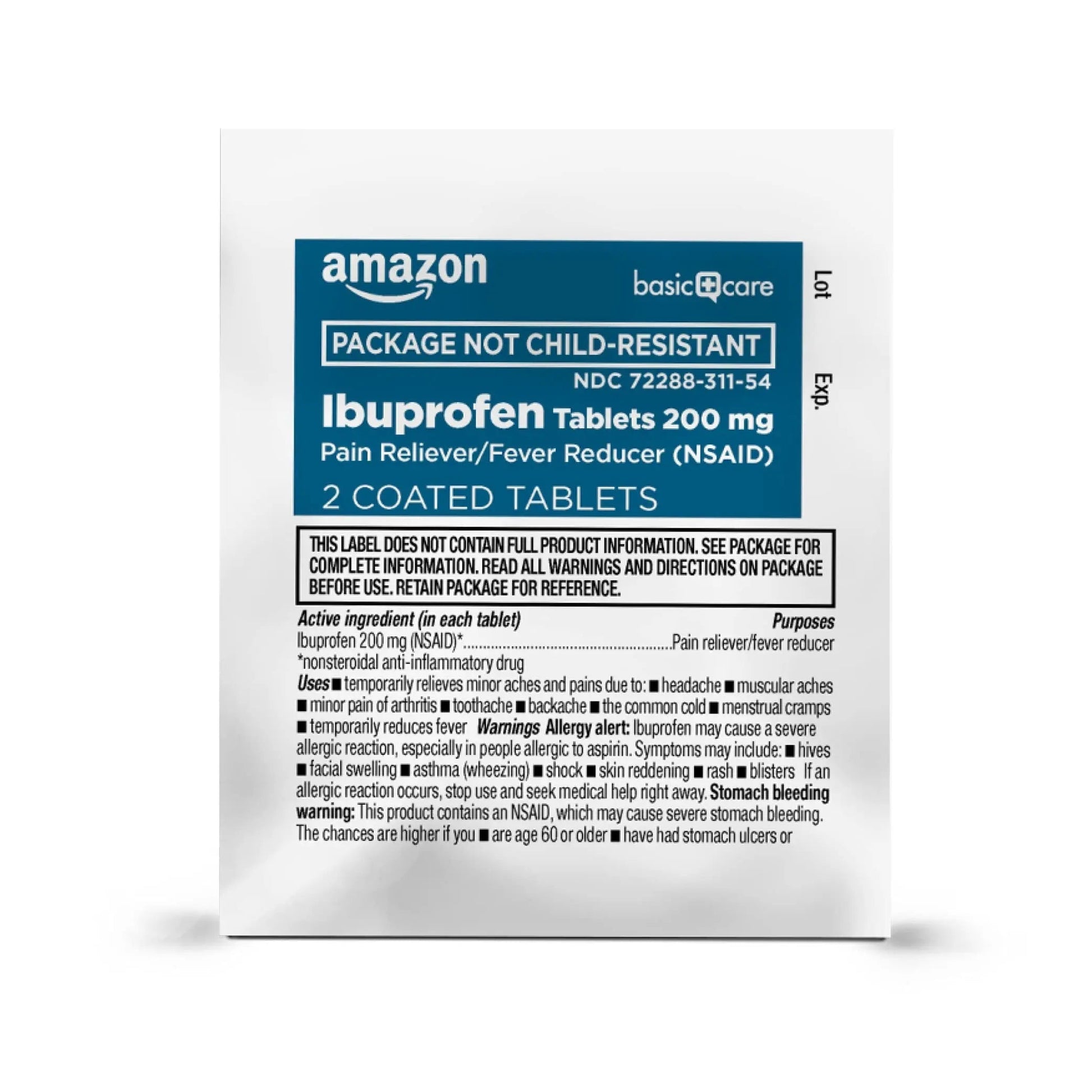 Amazon Basic Care Ibuprofen Tablets, 200 mg, Pain Reliever and Fever Reducer, For Headache, Muscular Aches, Arthritis, Backache, Menstrual Pain, 100 Count (Pack of 1) Amazon Basic Care buy supplements canada