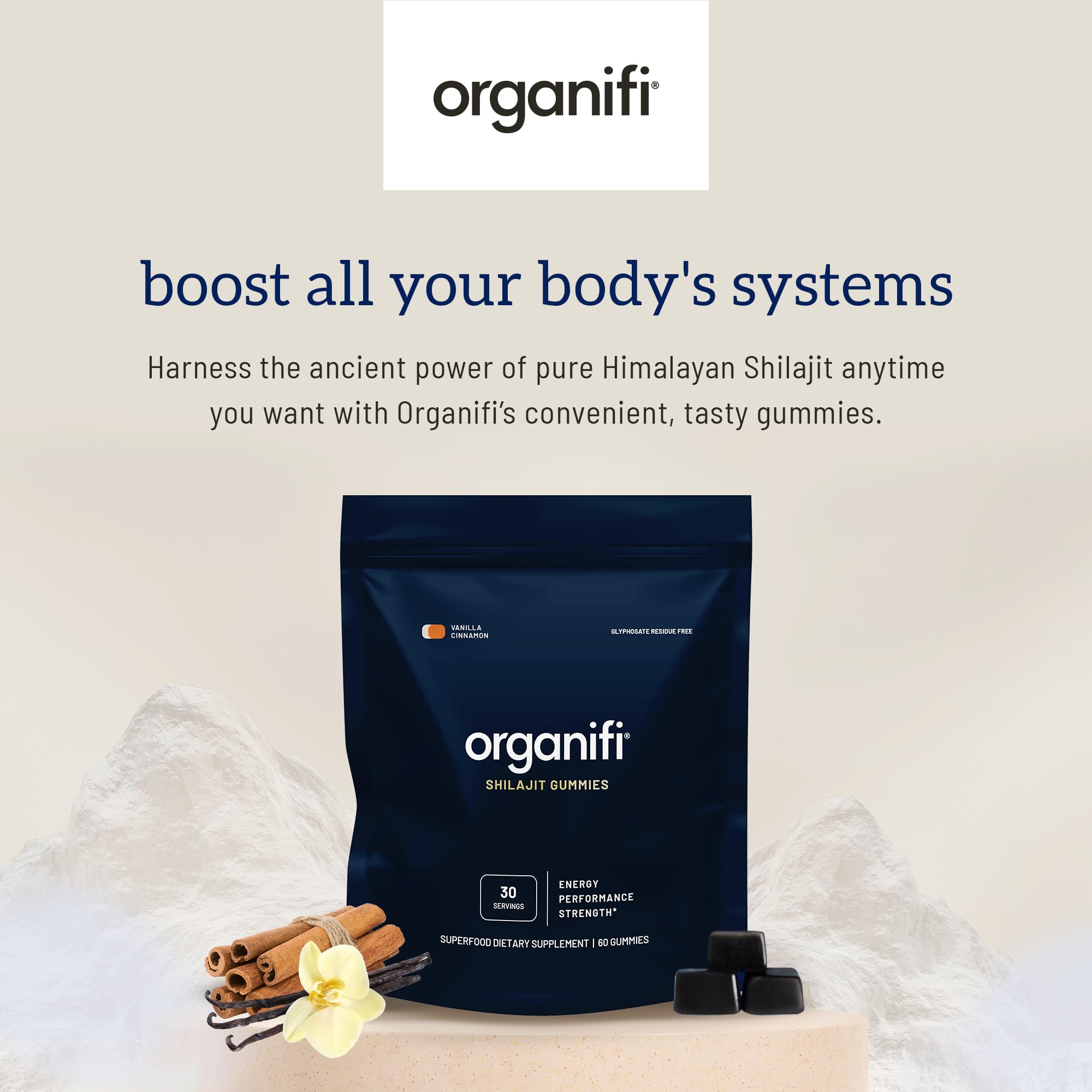 Organifi - Shilajit Gummies - Supports Natural Energy and Strength - Vanilla Cinnamon Organifi buy supplements canada