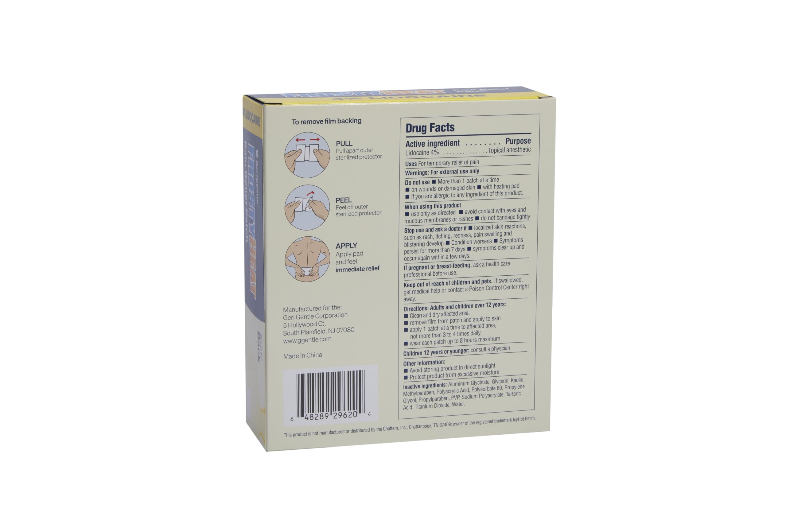 TenderGentle Four Percent Lidocaine Patches - 30 Back Pain Relief Patches with 4% Lidocaine for Aches, Muscle and Joint Discomfort - 3.9" x 5.5" Back, Shoulder, and Neck Pain Patch TenderGentle buy supplements canada