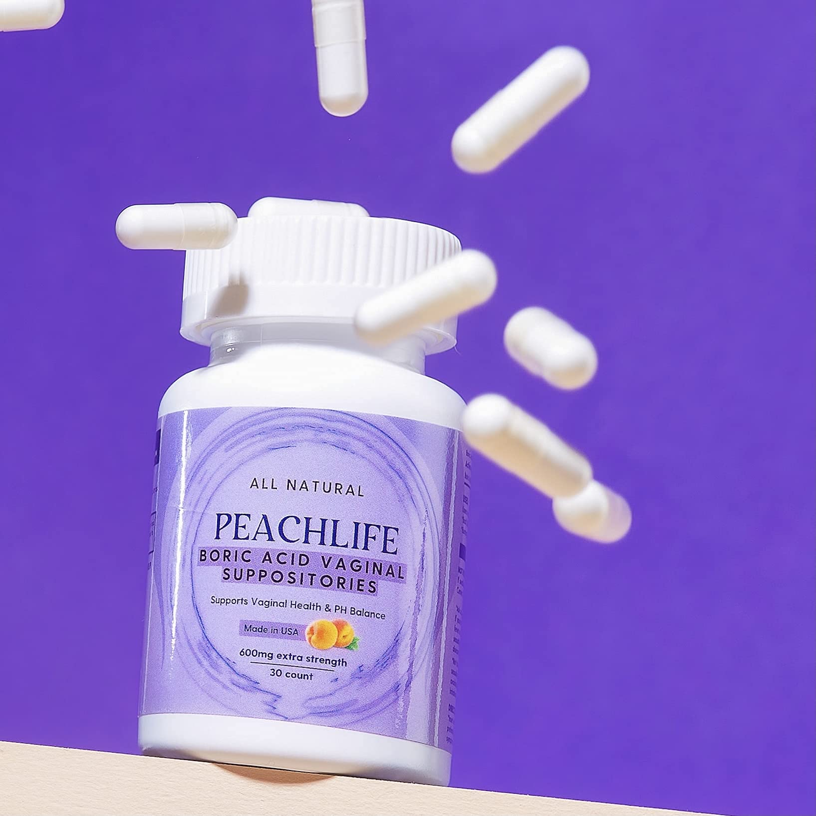 Peachlife Boric Acid Suppositories in Vegetable Capsules - USA Made - Vaginal pH Peachlife buy supplements canada