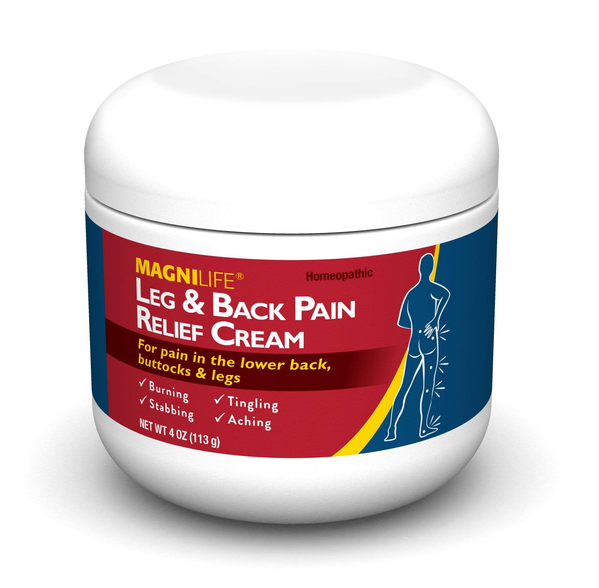 MagniLife Leg & Back Pain Relief Cream (4 oz), Topical Support for Leg Pain & Lower Back Discomfort, Fast Absorbing, No Residue, Mild Scent, Massage-in Formula MagniLife buy supplements canada