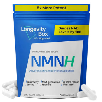 Longevity Box NMNH NMN Alternativen 250mg - 5X More Potent Dihydronicotinamide Mononucleotide NAD+ Booster for Peak Cellular Energy, DNA Repair & Healthy Aging - 60 Advanced Capsules Longevity Box buy supplements canada