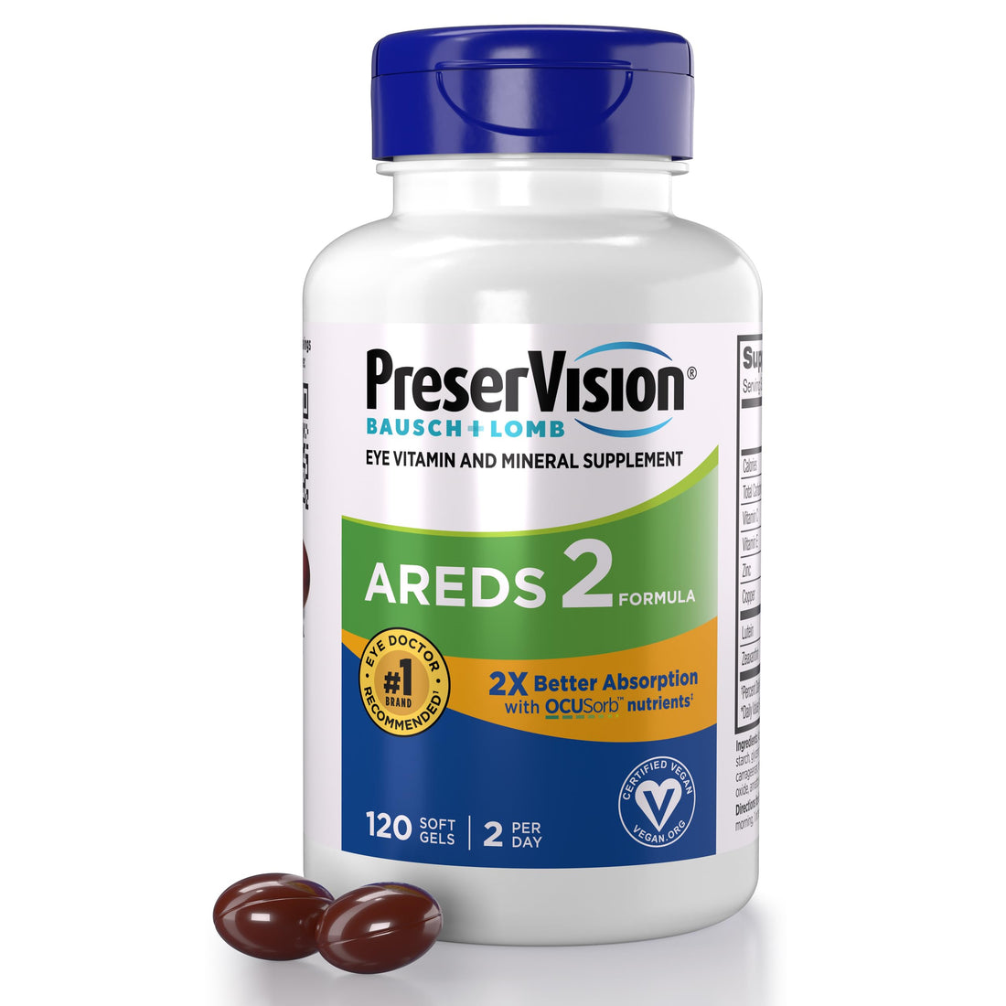 PreserVision AREDS 2 Eye Vitamin & Mineral Supplement with OCUSorb, 120 Vegan Soft Gels, Contains Lutein, Zeaxanthin, Vitamin C & E, Zinc, & Copper, Eye Health Supplements for Adults PreserVision buy supplements canada