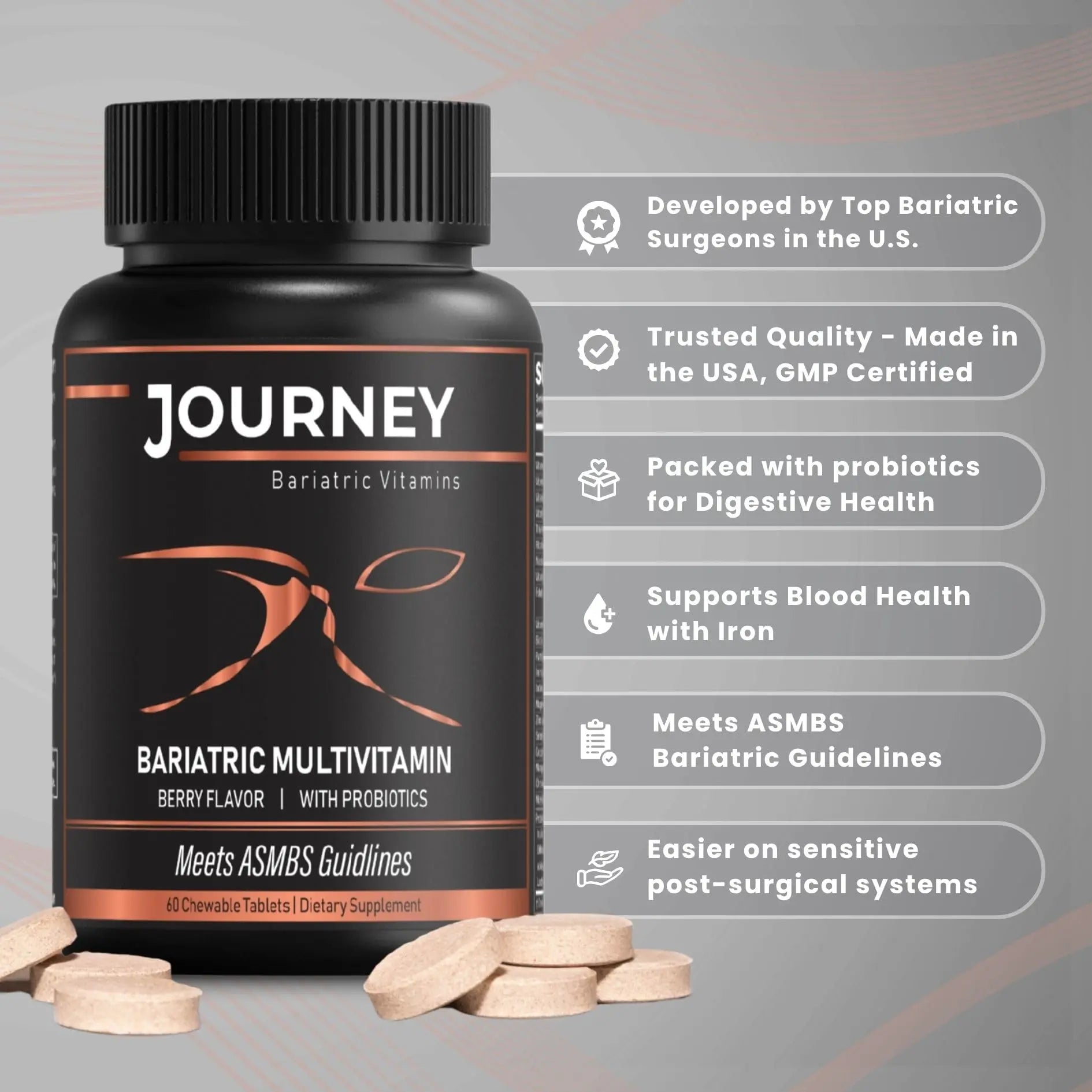 Journey Bariatric Multivitamin with Probiotics & Iron – Chewable, Berry (60 Count) Journey Bariatric Vitamins buy supplements canada