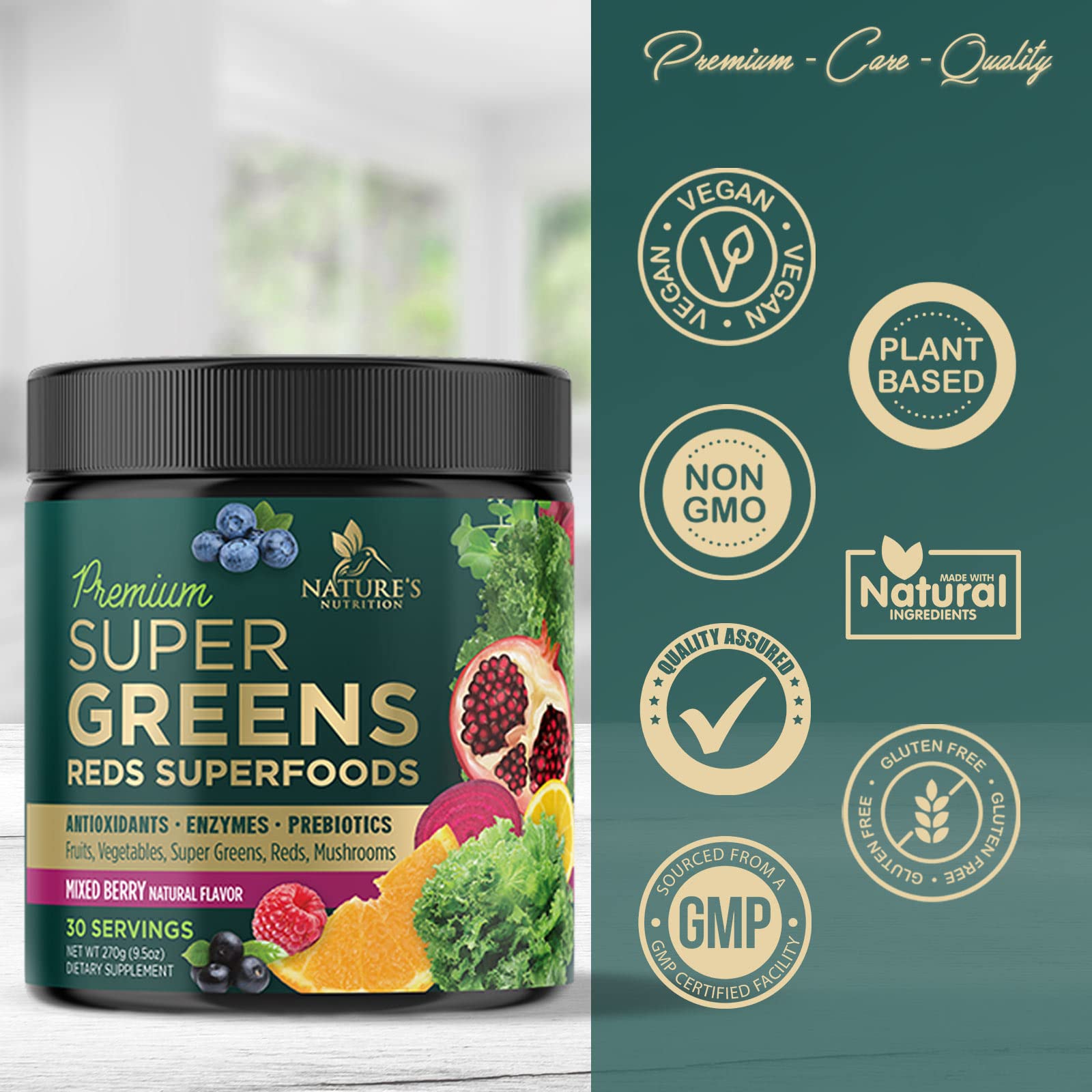Greens Superfood Powder Supplement - Super Green Smoothie Mix Blend with Spirulina Nature's Nutrition buy supplements canada