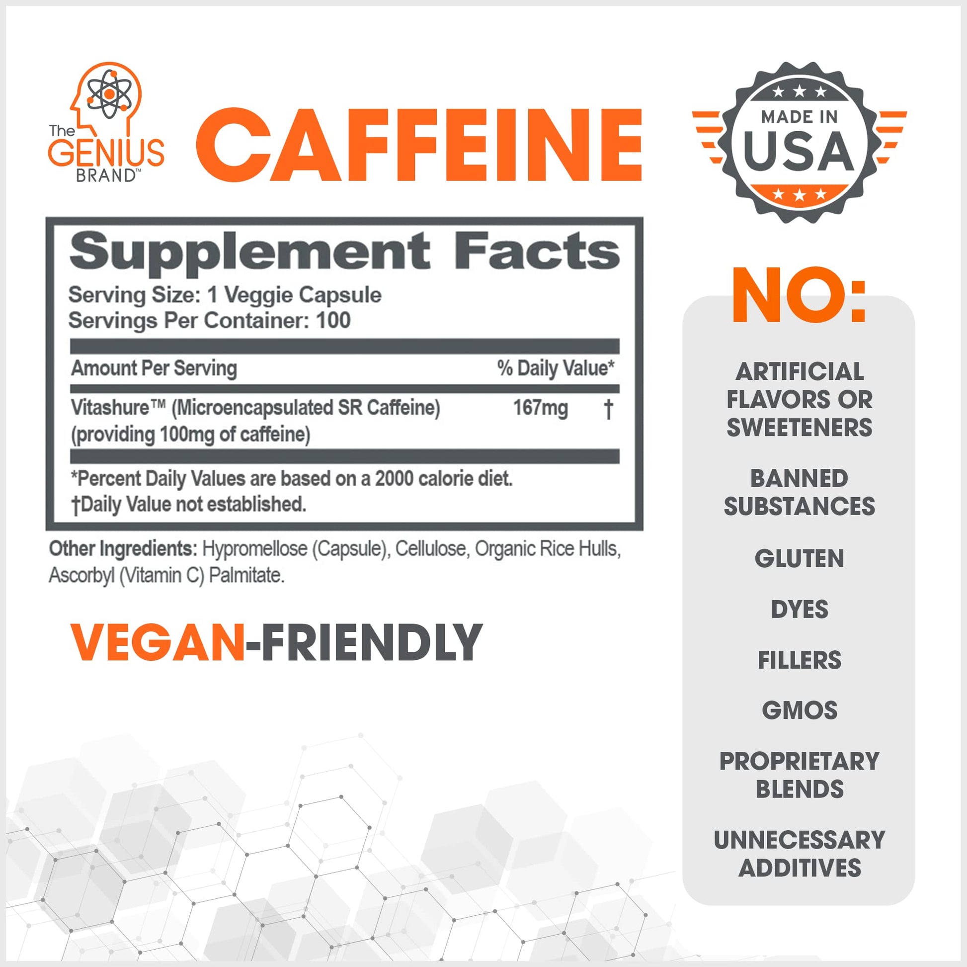 Genius Caffeine Pills 100mg, Extended-Release Microencapsulated Caffeine Pills The Genius Brand buy supplements canada
