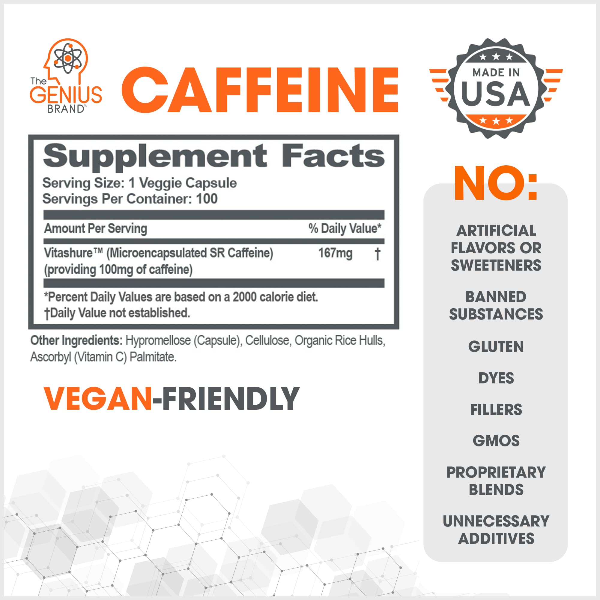 Genius Caffeine Pills 100mg, Extended-Release Microencapsulated Caffeine Pills The Genius Brand buy supplements canada