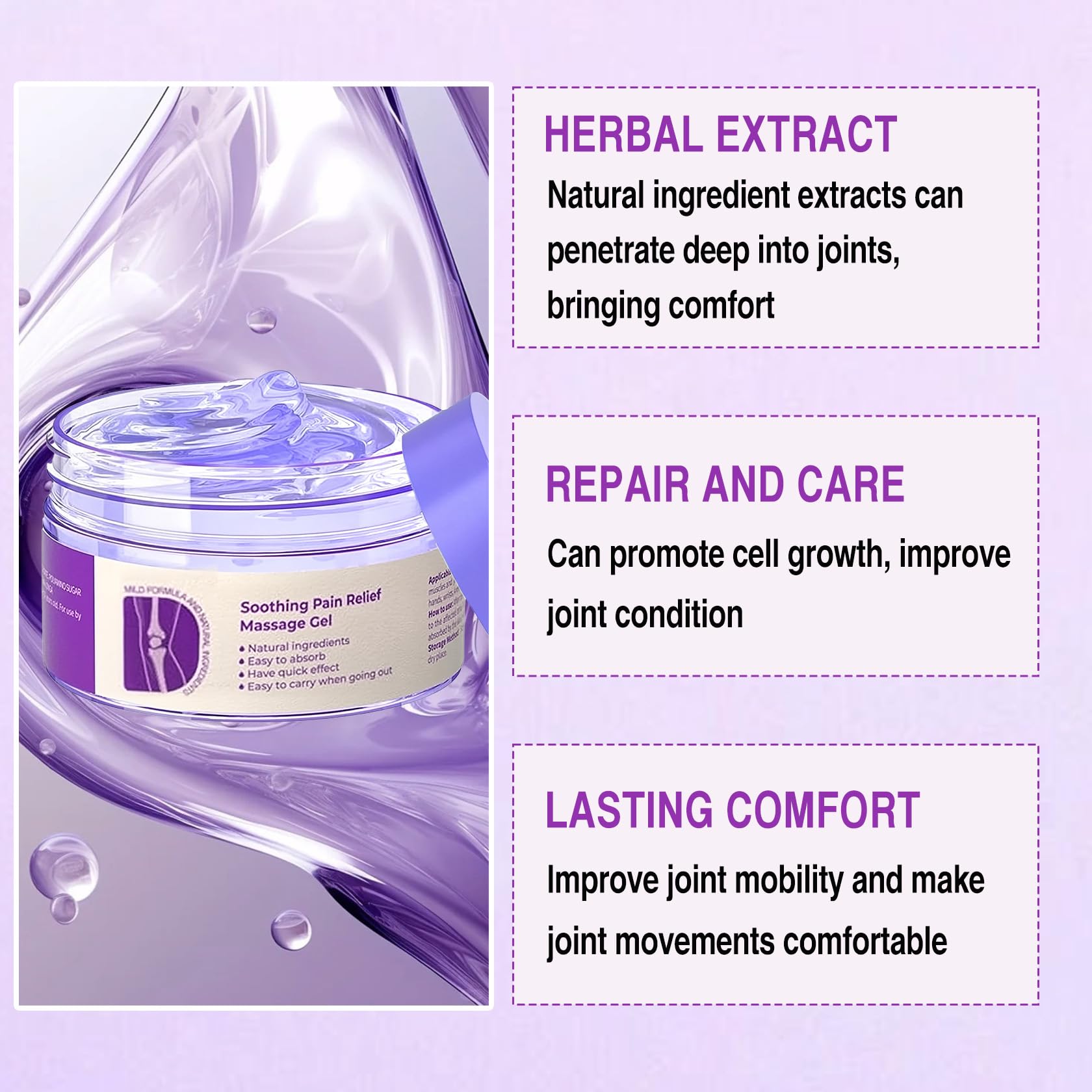2 PCS Joint Gel Purple Gel，Soothing Pain Relief Massage Cream，Full-Body Joint Effective Soothes for Knees, Lumbar, Hands, Neck and Shoulders PERVALA buy supplements canada
