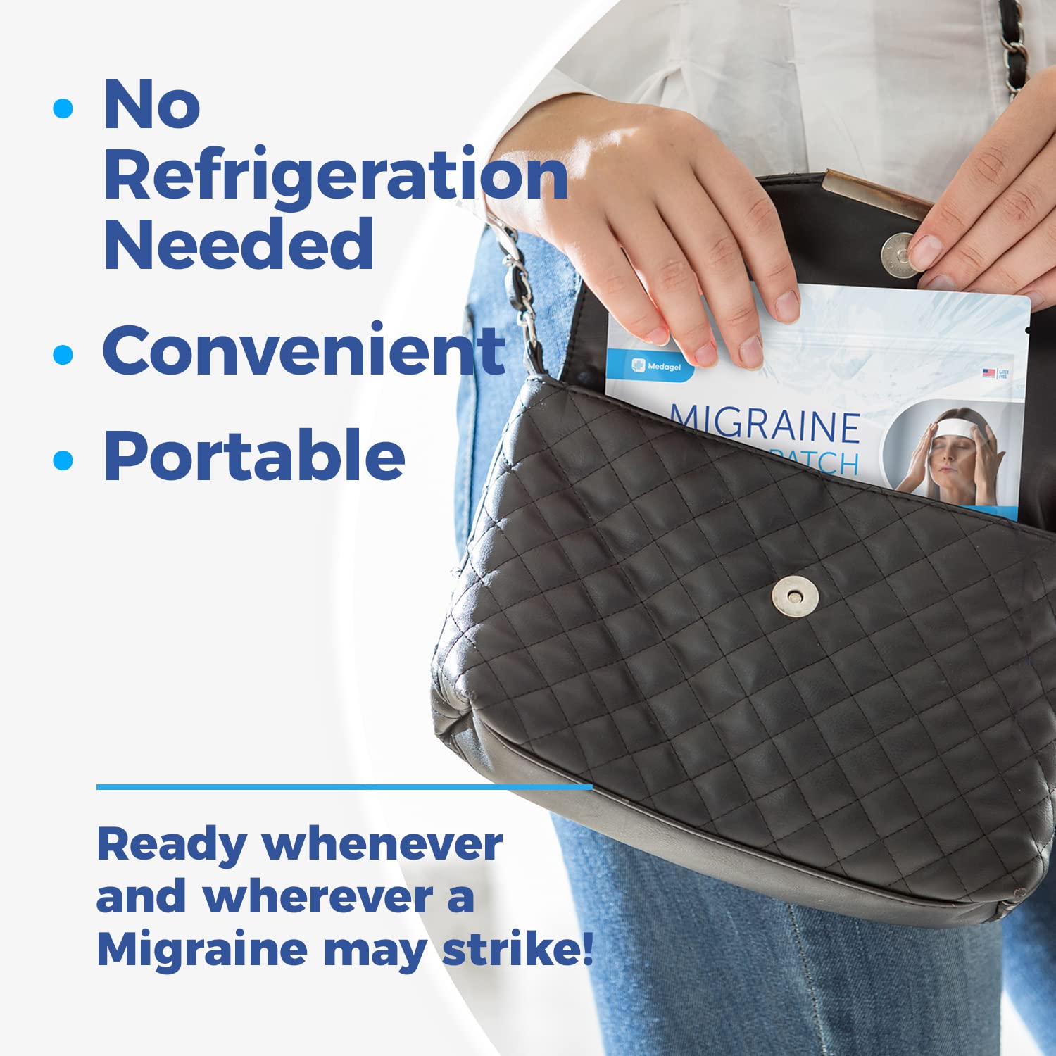 Medagel Migraine Relief Patch, Cooling Patches for Migraine, Fever, Hormone, & Headaches, Mess & Odor-Free Hydrogel Cooling, Made in The USA, 1 Pack (4 x Patches) White Medagel buy supplements canada