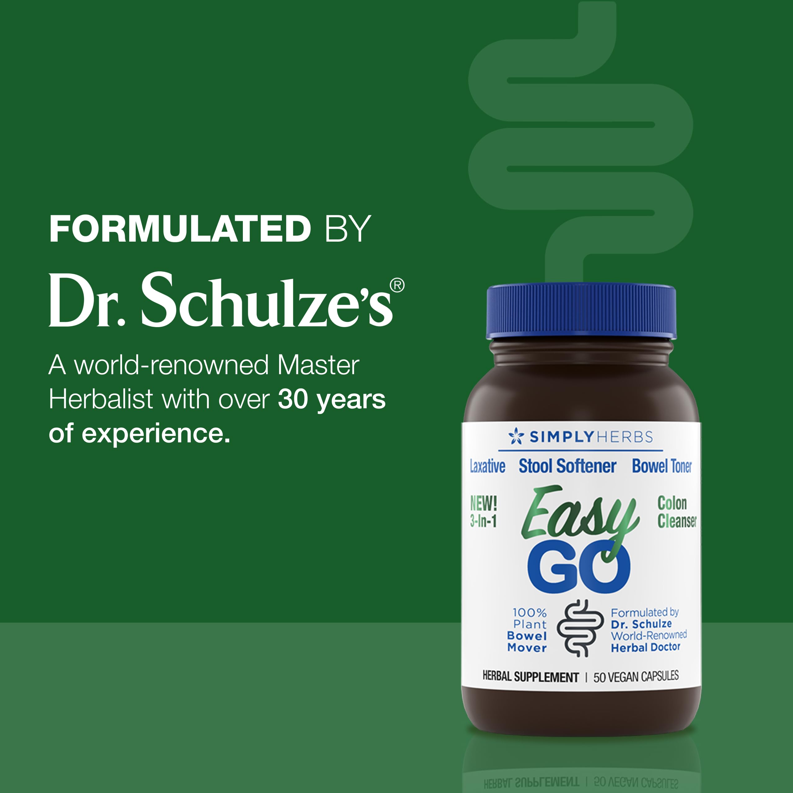 Simply Herbs Easy Go Bowel Mover - Adult Cleansing Supplement for Colon Health Support - Bowel Movement Aid - Stool Softener - Daily-Use Laxative - Plant-Based Ingredients - Vegan - 50 Count Dr. Schulze's buy supplements canada