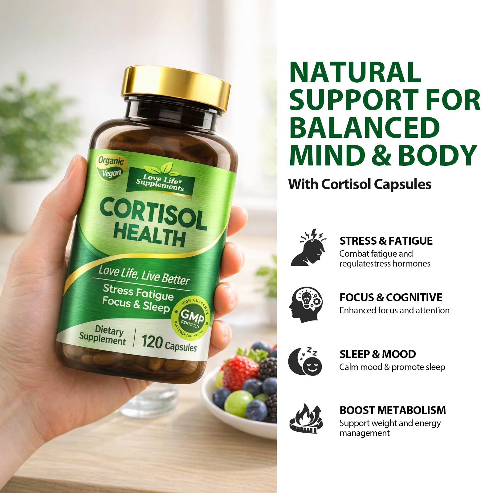 Cortisol Supplements for Women/Men, Advanced Stress & Cortisol Support with Ashwagandha & Rhodiola Rosea, Promotes Relaxation, Mood, Focus, and Restful Sleep for Men and Women, 120 Capsules Love Life Supplements buy supplements canada