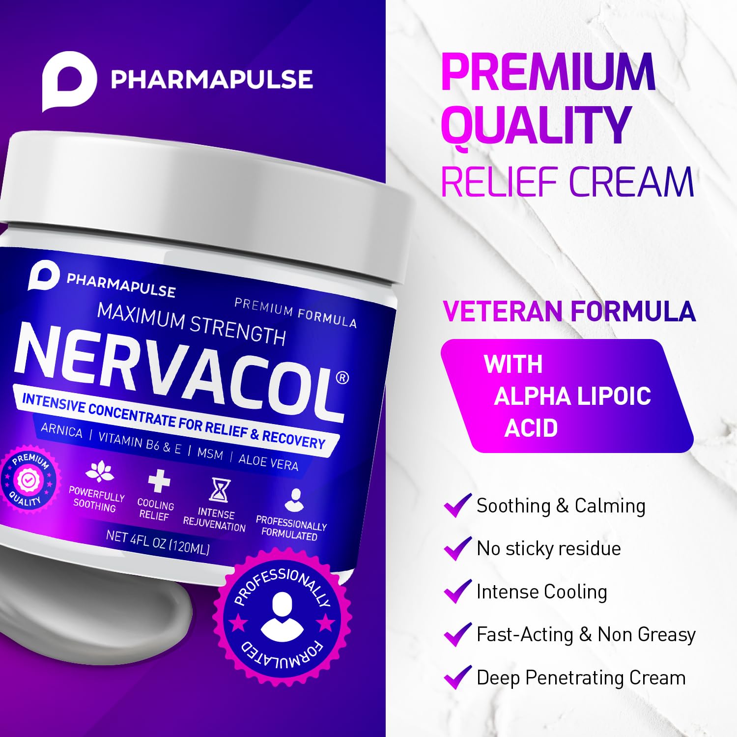 Pharmapulse Neuropathy Nerve Therapy & Relief Cream - Maximum Strength Relief Cream for Foot, Hands, Legs, Toes Includes Alpha Lipoic Acid, Arnica, Vitamin B6, Aloe Vera, MSM - Effective Soothing 4oz Pharmapulse buy supplements canada