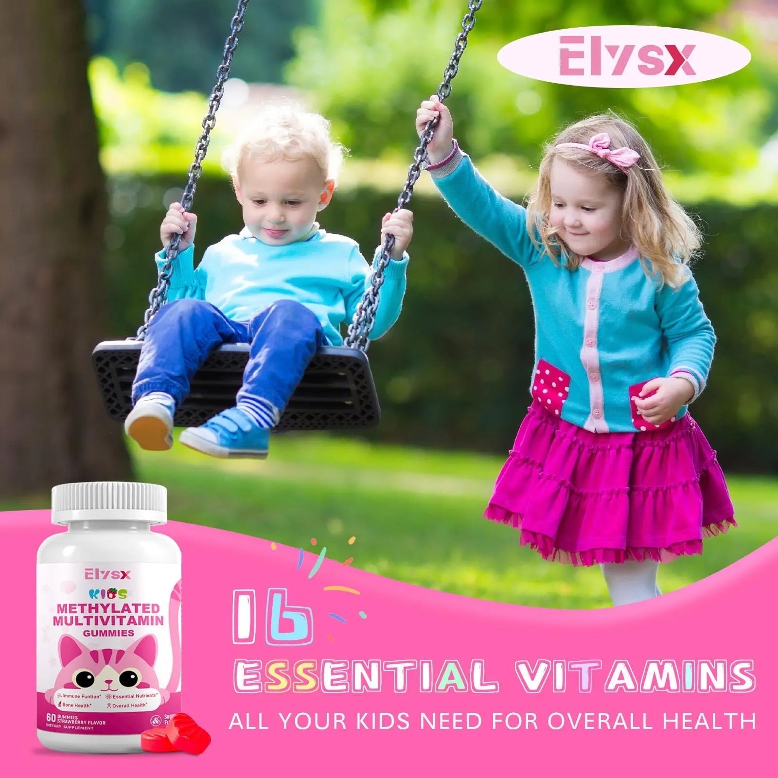 Elysx Kids Methylated Multivitamin Chewable & Liposomal Magnesium Glycinate 400mg Gummies, Immune & Brain, Muscle & Relax Elysx buy supplements canada