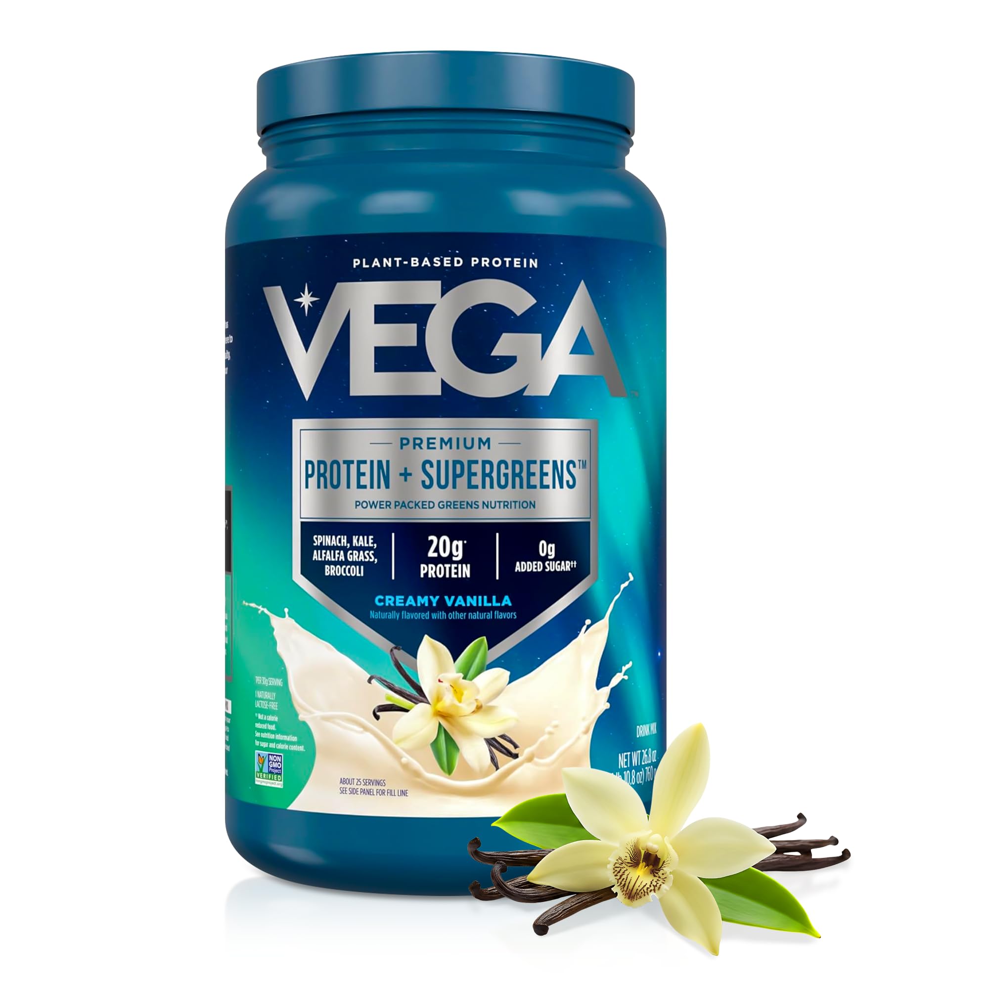 Vega Premium Protein + Supergreens, Creamy Vanilla – 20g Vegan Protein, Dairy & Gluten Free, 26.9 oz (25 Servings) Vega buy supplements canada