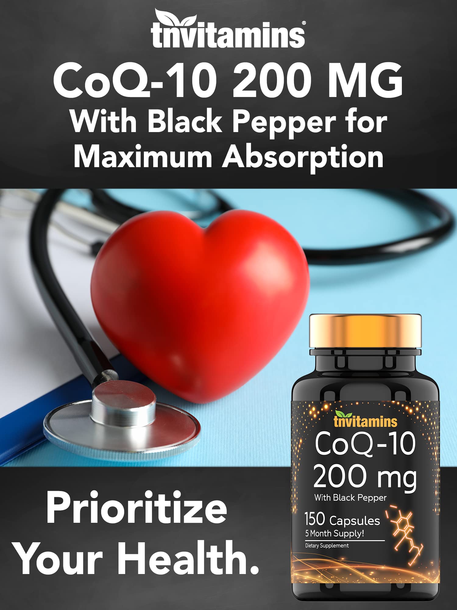 tnvitamins Ultra Potent CoQ-10 200 MG - 150 Capsules with Black Pepper Extract tnvitamins buy supplements canada