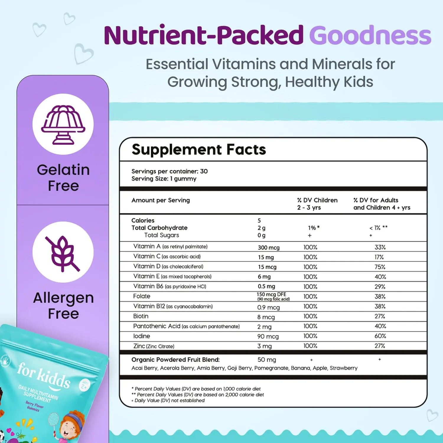 ZettoA Daily Multivitamins for Kids Ages 2+, Berry Gummies with 11 Essential Vitamins & Minerals for Immune Support ZettoA buy supplements canada