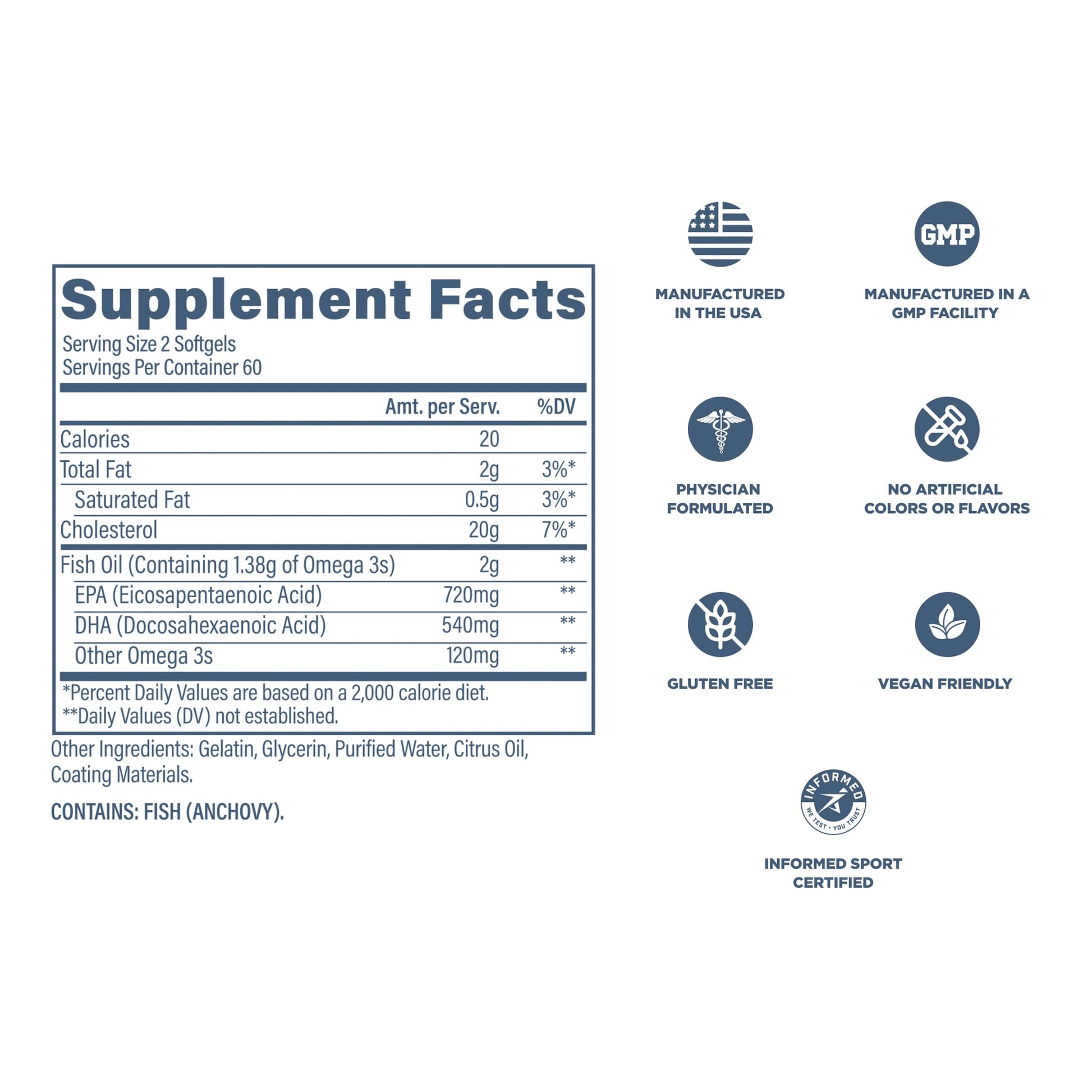 Revive MD Omega 3 Fish Oil Supplements for Men & Women – Softgels with EPA & DHA Fatty Acids for Healthy Skin & Joints, Heart & Brain Support – Vegan-Friendly, Gluten-Free (120 Softgels) Revive buy supplements canada