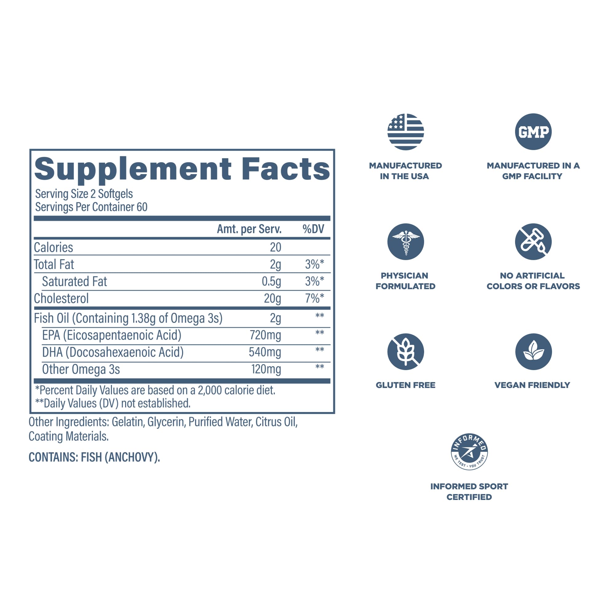 Revive MD Omega 3 Fish Oil Supplements for Men & Women – Softgels with EPA & DHA Fatty Acids for Healthy Skin & Joints, Heart & Brain Support – Vegan-Friendly, Gluten-Free (120 Softgels) Revive buy supplements canada