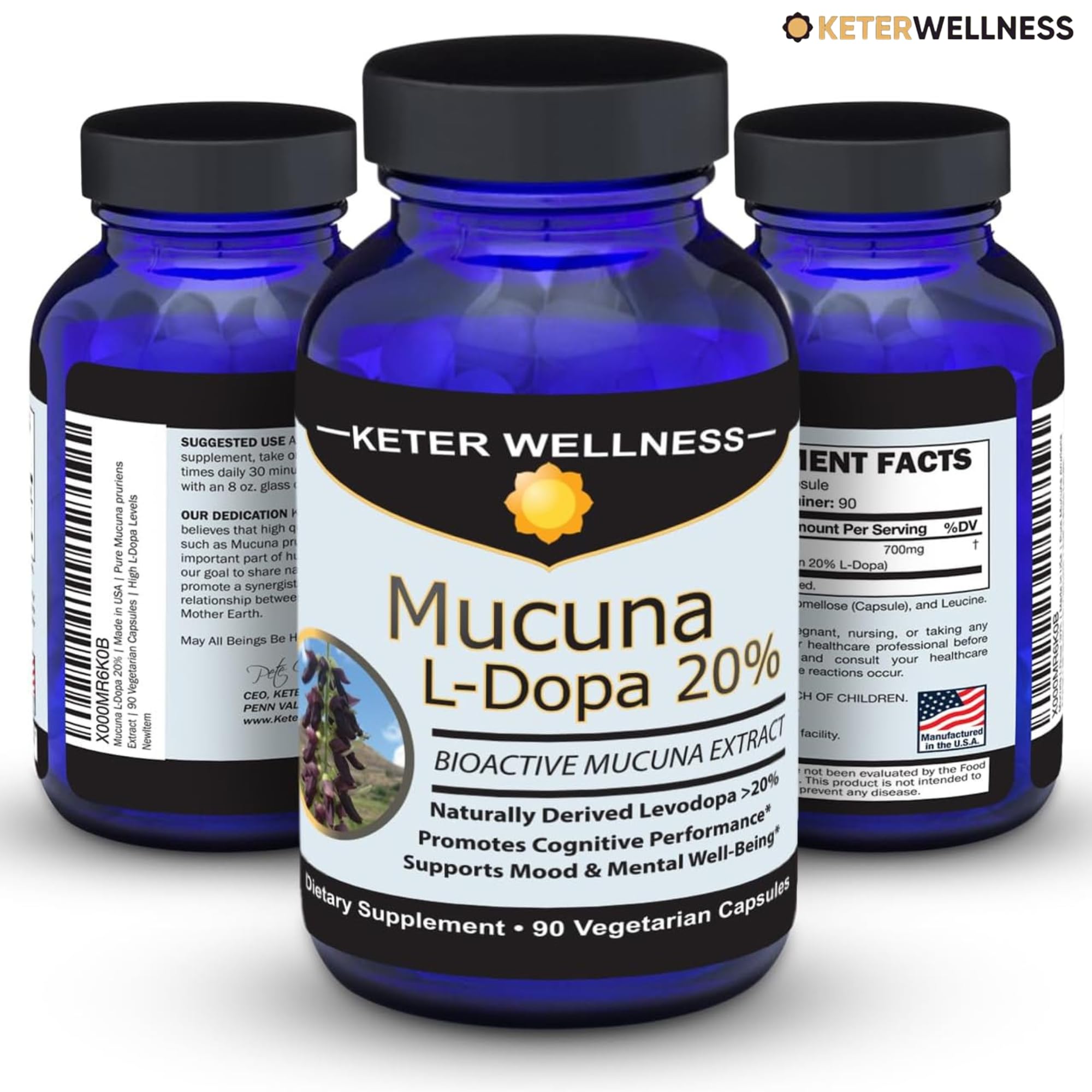 Mucuna Pruriens 20% L-Dopa – Standardized Velvet Bean Extract for Natural Dopamine, Focus & Mood Support – Pure 8:1 Concentrated Herbal Supplement – Vegan, Non-GMO, 90 Capsules Keter Wellness buy supplements canada