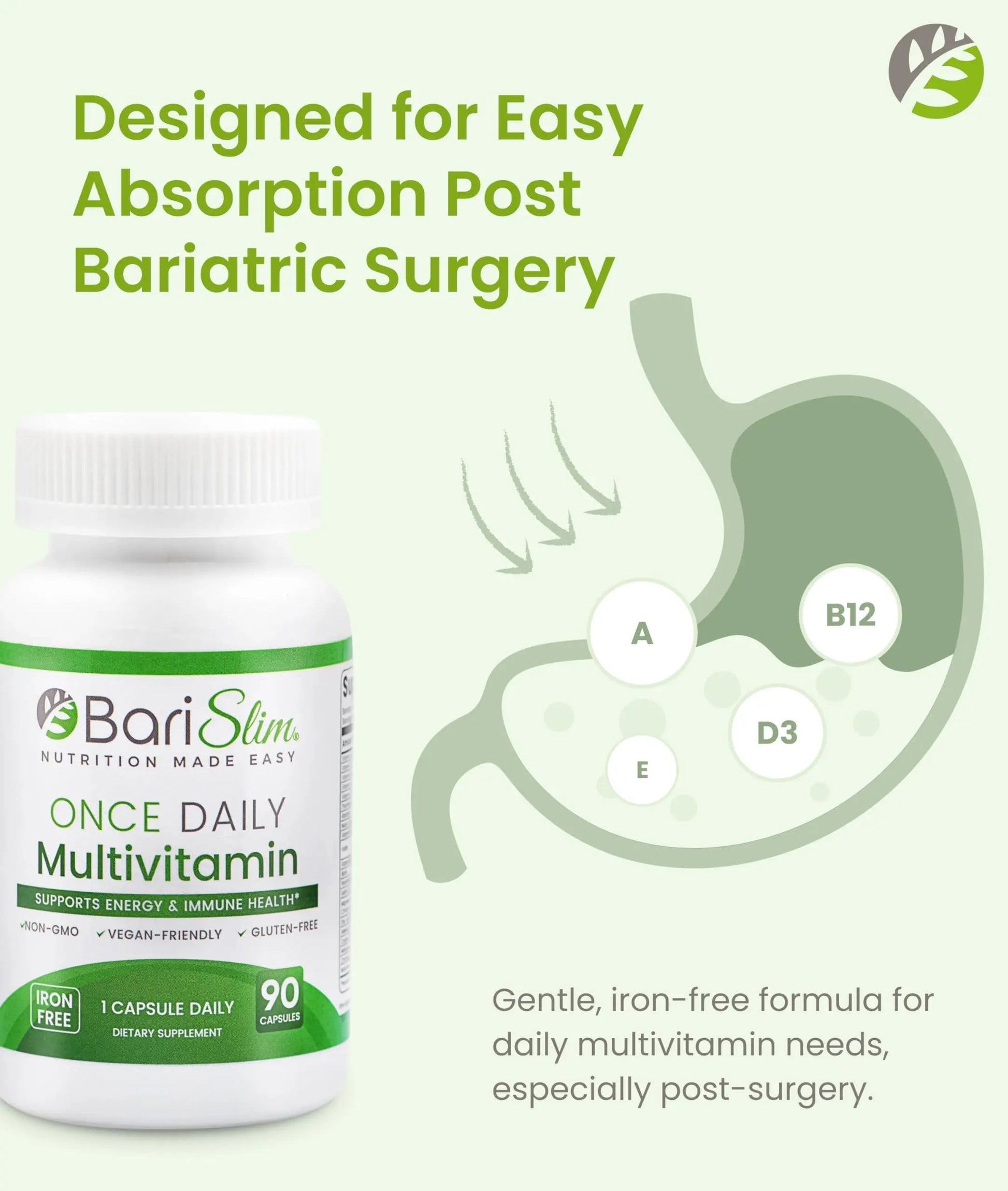 BariSlim Once Daily Bariatric Multivitamin Capsule - Iron-Free Formula - Bariatric Vitamin and Supplement for Post Surgery BariSlim buy supplements canada