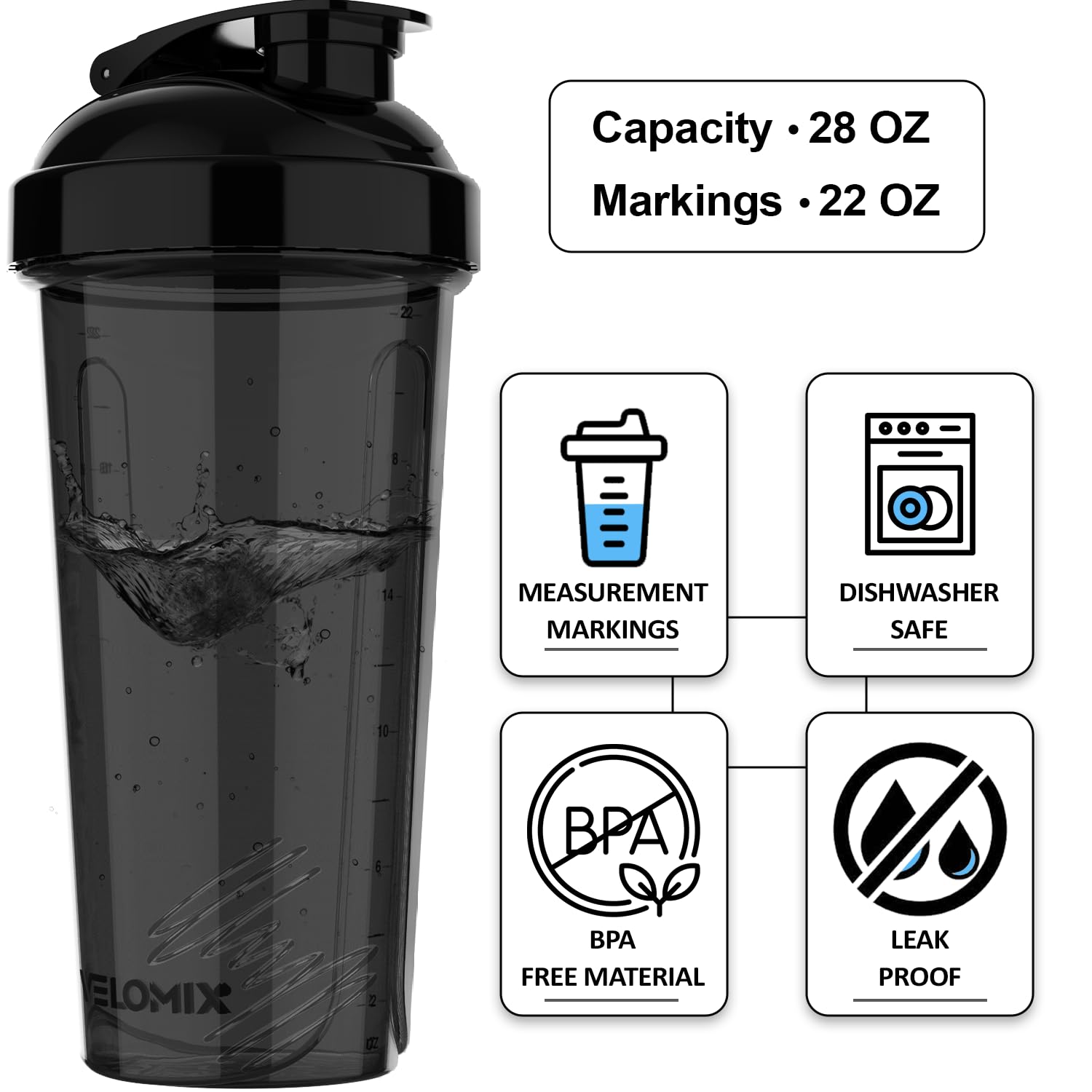 VELOMIX -4 PACK- Protein Shaker Bottles for Protein Mixes, 28 OZ Shaker Cups for Protein Shakes VELOMIX buy supplements canada