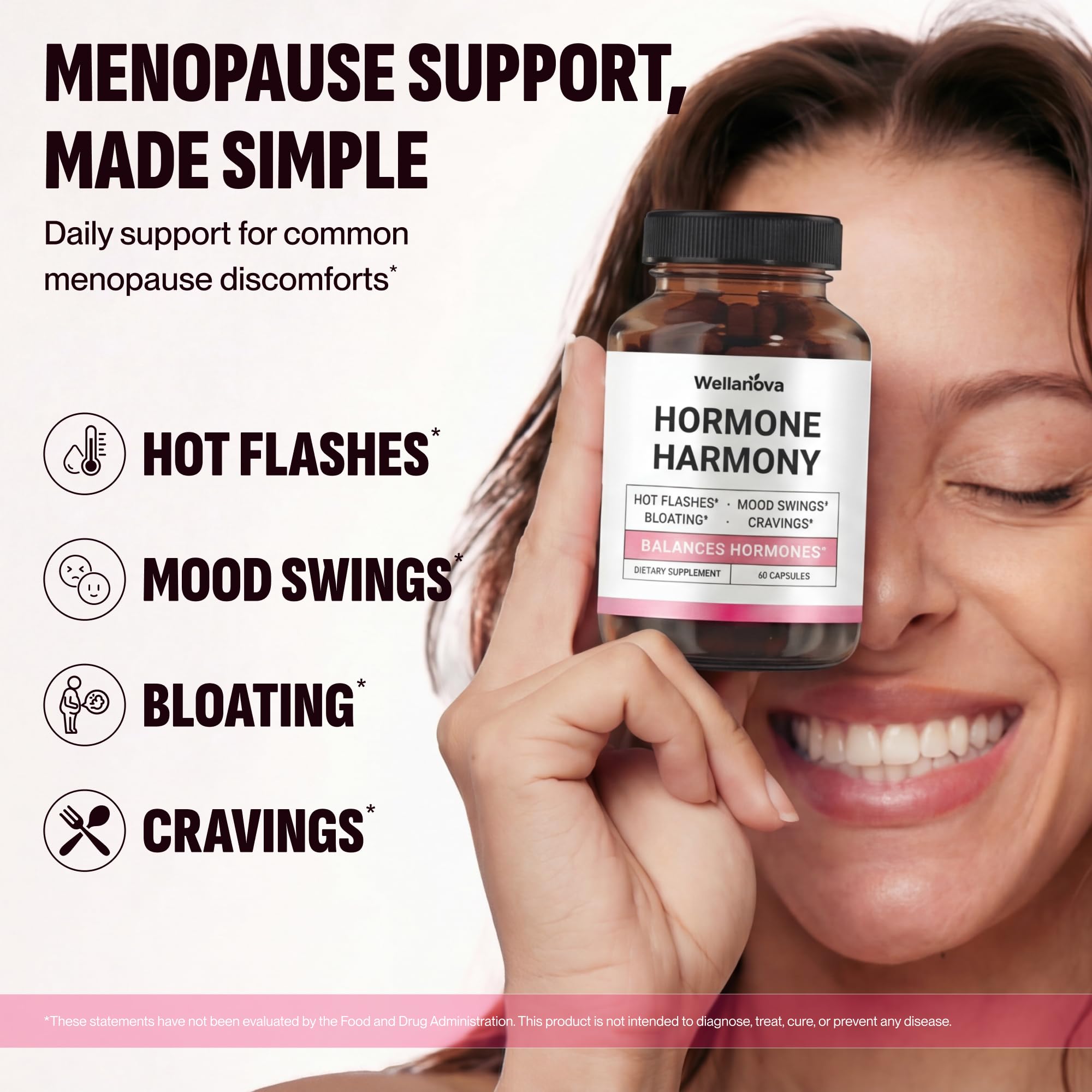 Wellanova Hormone Harmony for Women – Natural Hormonal Balance Support for Menopause & Perimenopause – Hot Flashes, Mood Swings, Cravings, Bloating Relief – 60 Capsules Wellanova buy supplements canada