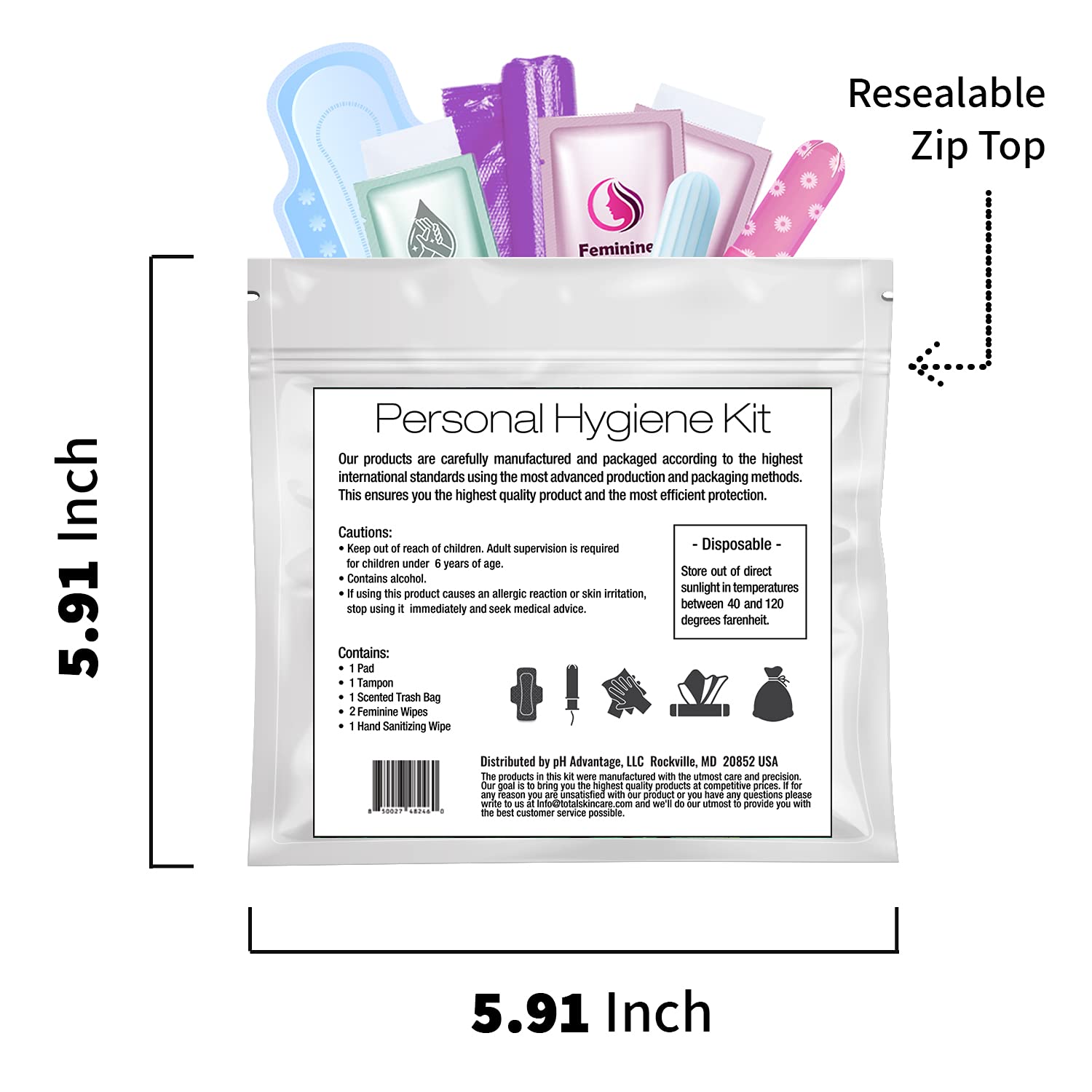 Menstrual Kit All-in-One | Convenience on The Go | Single Period Kit Pack for Travelling, Tweens pH Advantage buy supplements canada