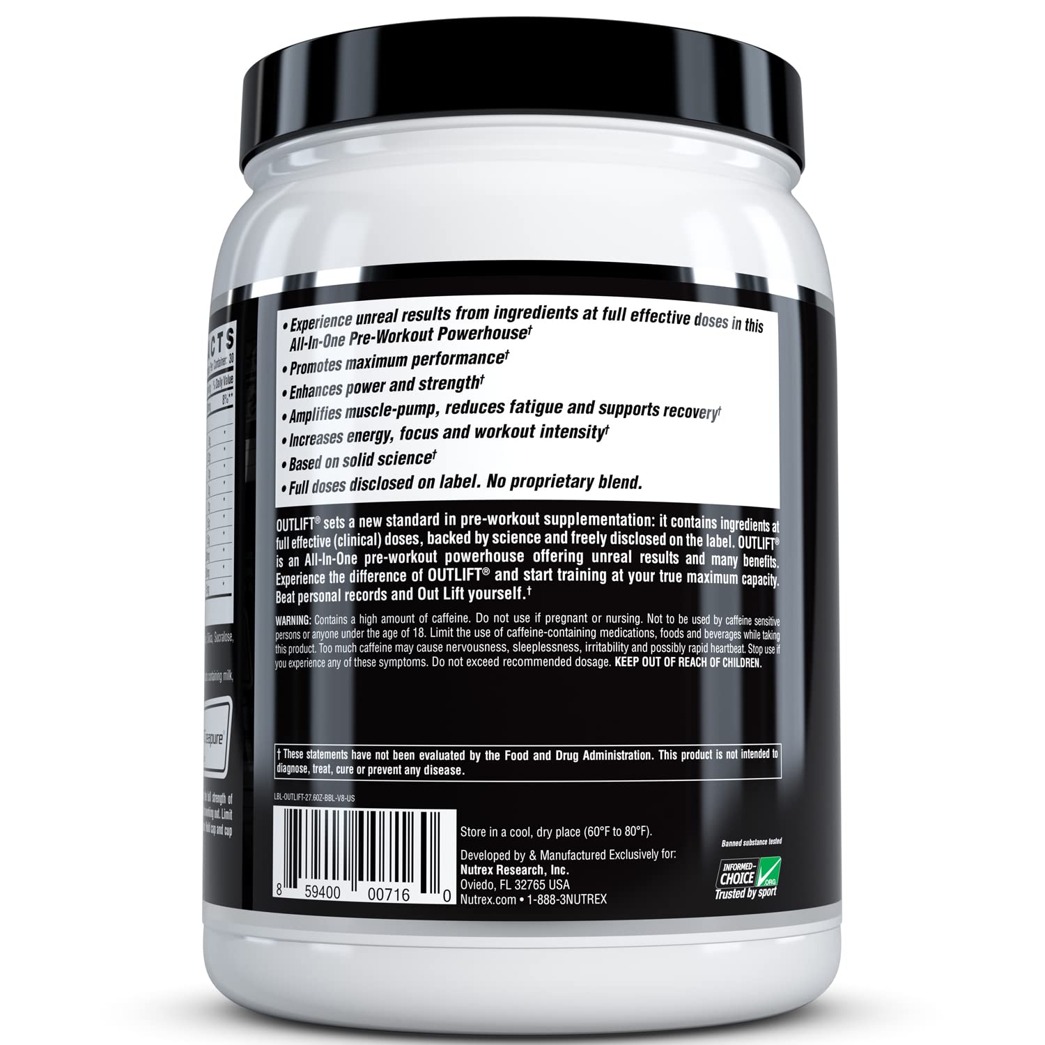 Nutrex Outlift Clinically Dosed Pre Workout Powder with Creatine, 8G Citrulline, BCAA Nutrex Research buy supplements canada