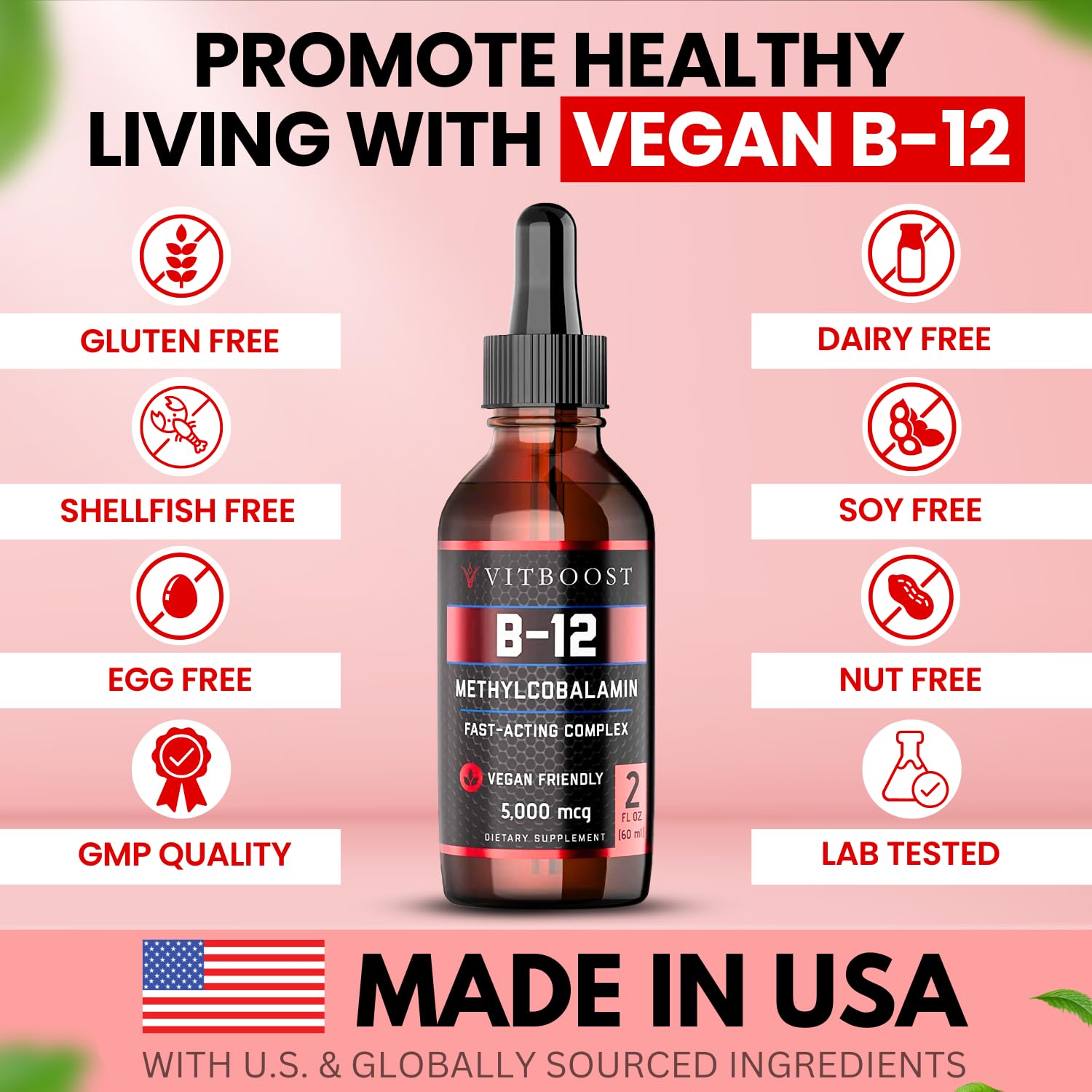 VITBOOST Vegan Liquid B-12 Drops – 60 x 5000 mcg Extra Strength Raspberry Flavored Vitamin B12 Liquid Methylcobalamin sublingual Supplement | Designed to Maximize Absorption VITBOOST buy supplements canada