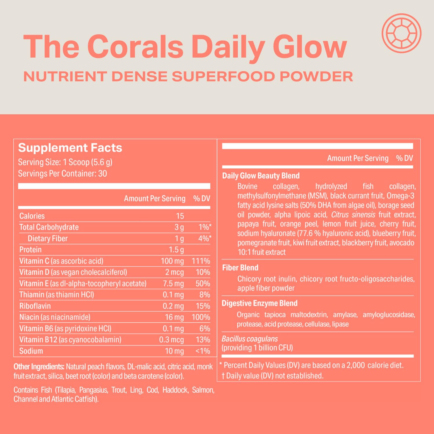 Proper, The Corals Daily Glow Beauty Blend - Nutrient Dense Superfood Powder with Collagen Peptides, Hyaluronic Acid Powder, Vitamin C, and MSM. Hair, Skin, Nail Vitamin Supplement for Women & Men Proper buy supplements canada