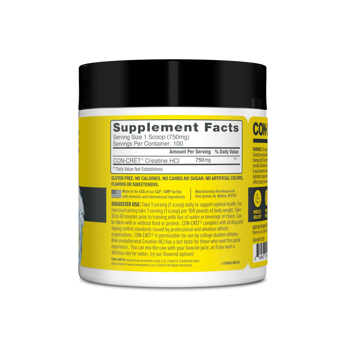 CON-CRET Creatine HCl Powder | Muscle, Cognitive, Cellular Energy Support | No Bloating or Cramps CON-CRET buy supplements canada
