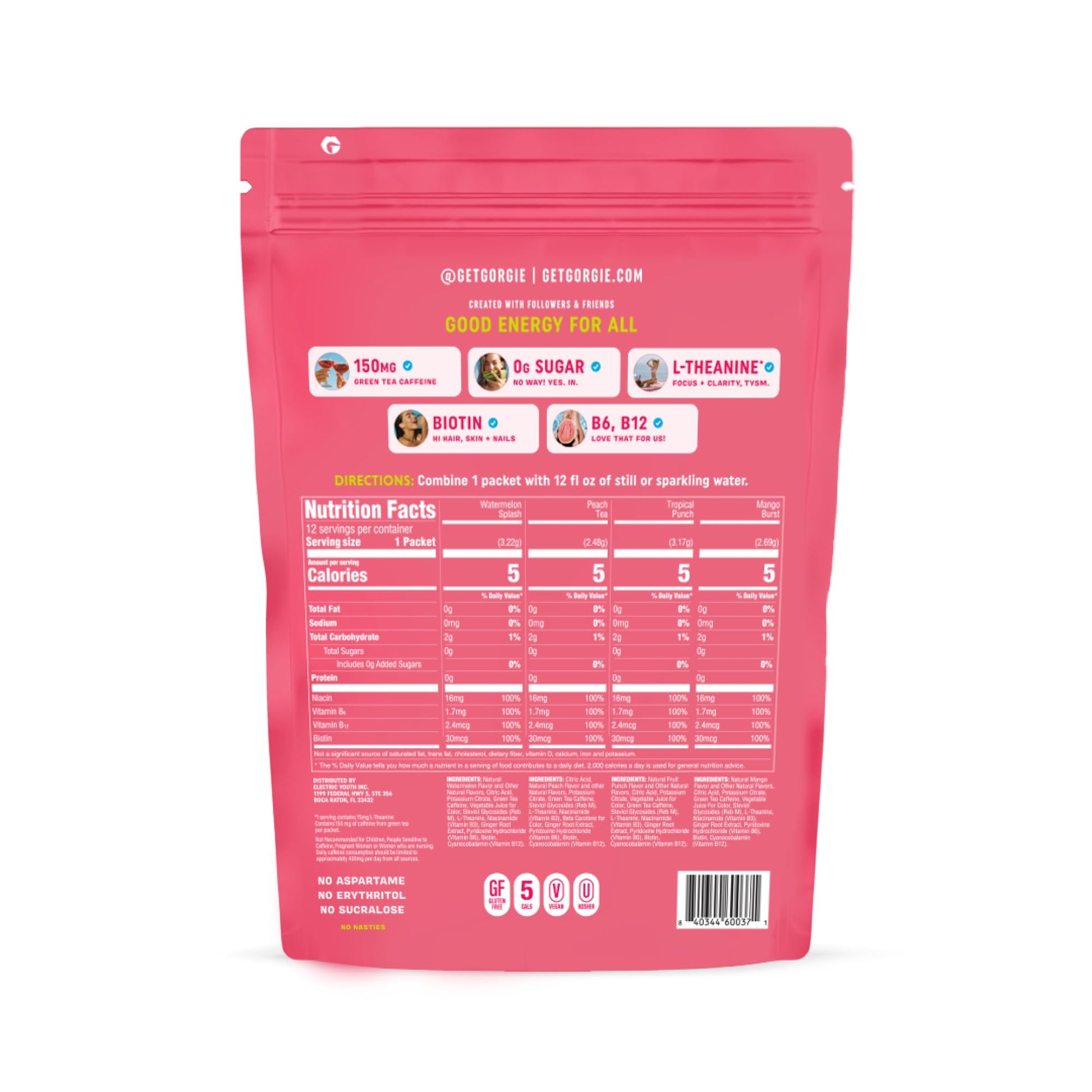 GORGIE Bestsellers Variety, Sugar-Free Natural Energy Drink Mix, On the Go Powder, Healthy Energy Drinks - Green Tea Caffeine, Biotin, B Vitamins -150mg Caffeine, L-Theanine, Vegan, & Low Calorie (Pack of 12) GORGIE buy supplements canada