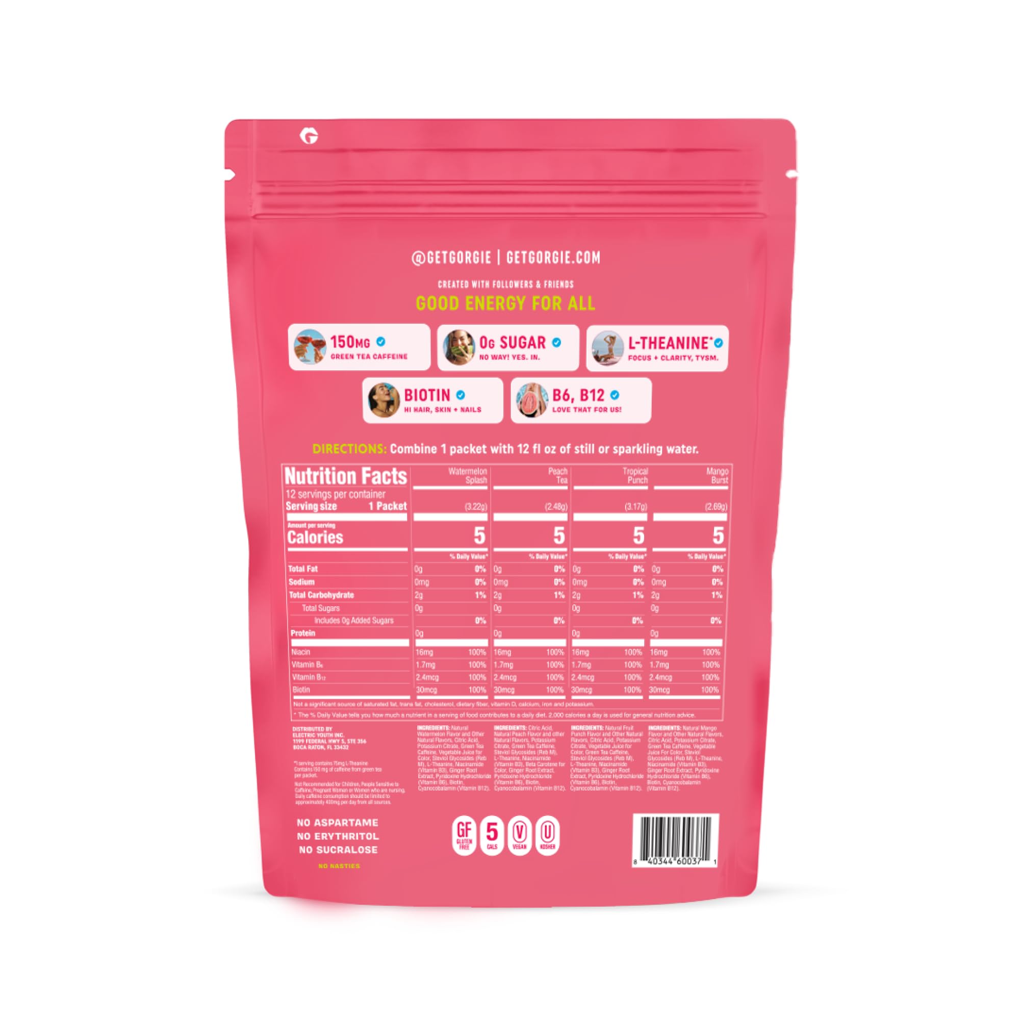 GORGIE Bestsellers Variety, Sugar-Free Natural Energy Drink Mix, On the Go Powder, Healthy Energy Drinks - Green Tea Caffeine, Biotin, B Vitamins -150mg Caffeine, L-Theanine, Vegan, & Low Calorie (Pack of 12) GORGIE buy supplements canada