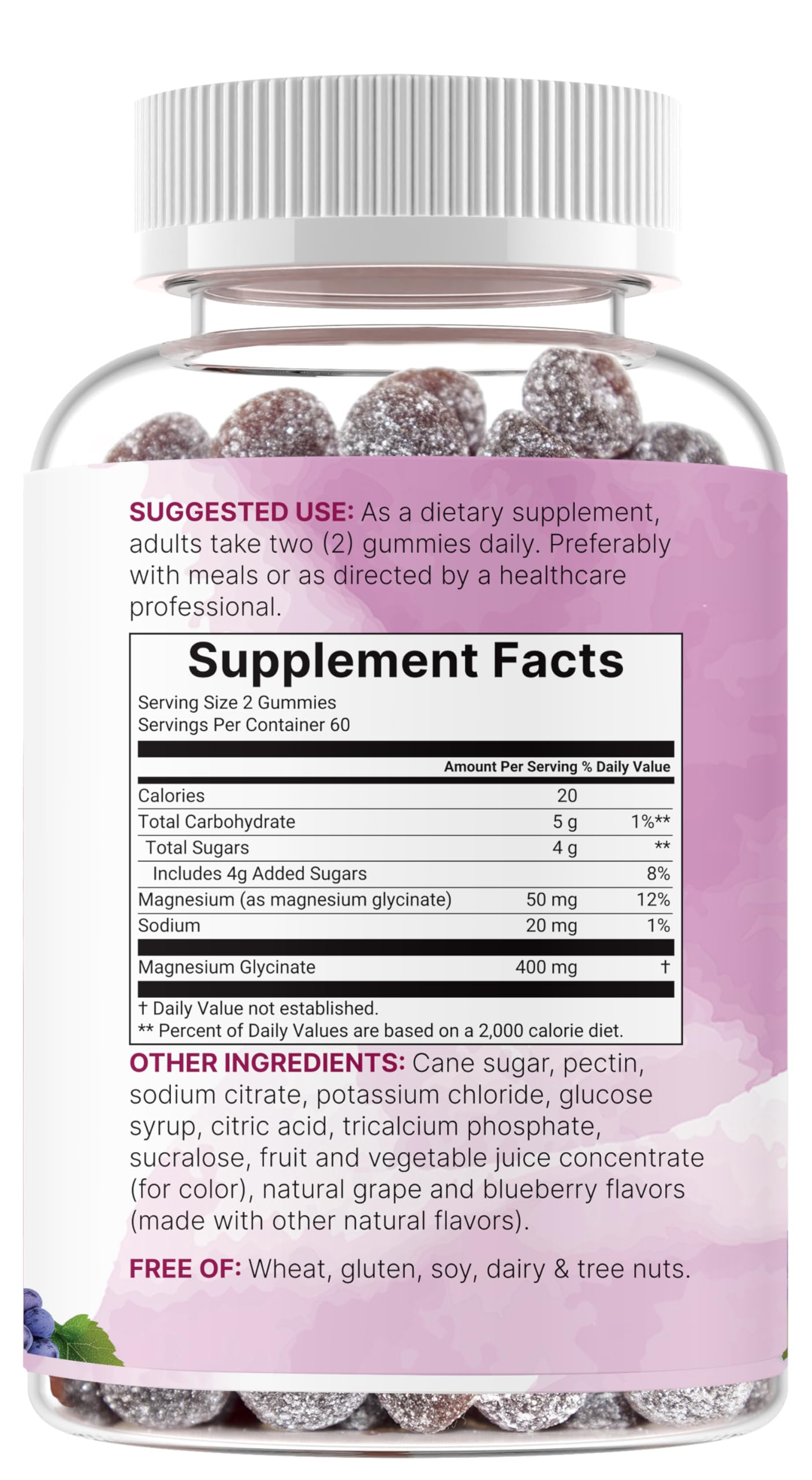 Magnesium Glycinate Gummies 400mg Per Serving, 120 Count | Natural Grape Blueberry Flavor | Potent Elemental Form + Chelated for High Absorption | Healthy Muscle, Bones, & Mood Support Supplement Micro Ingredients buy supplements canada
