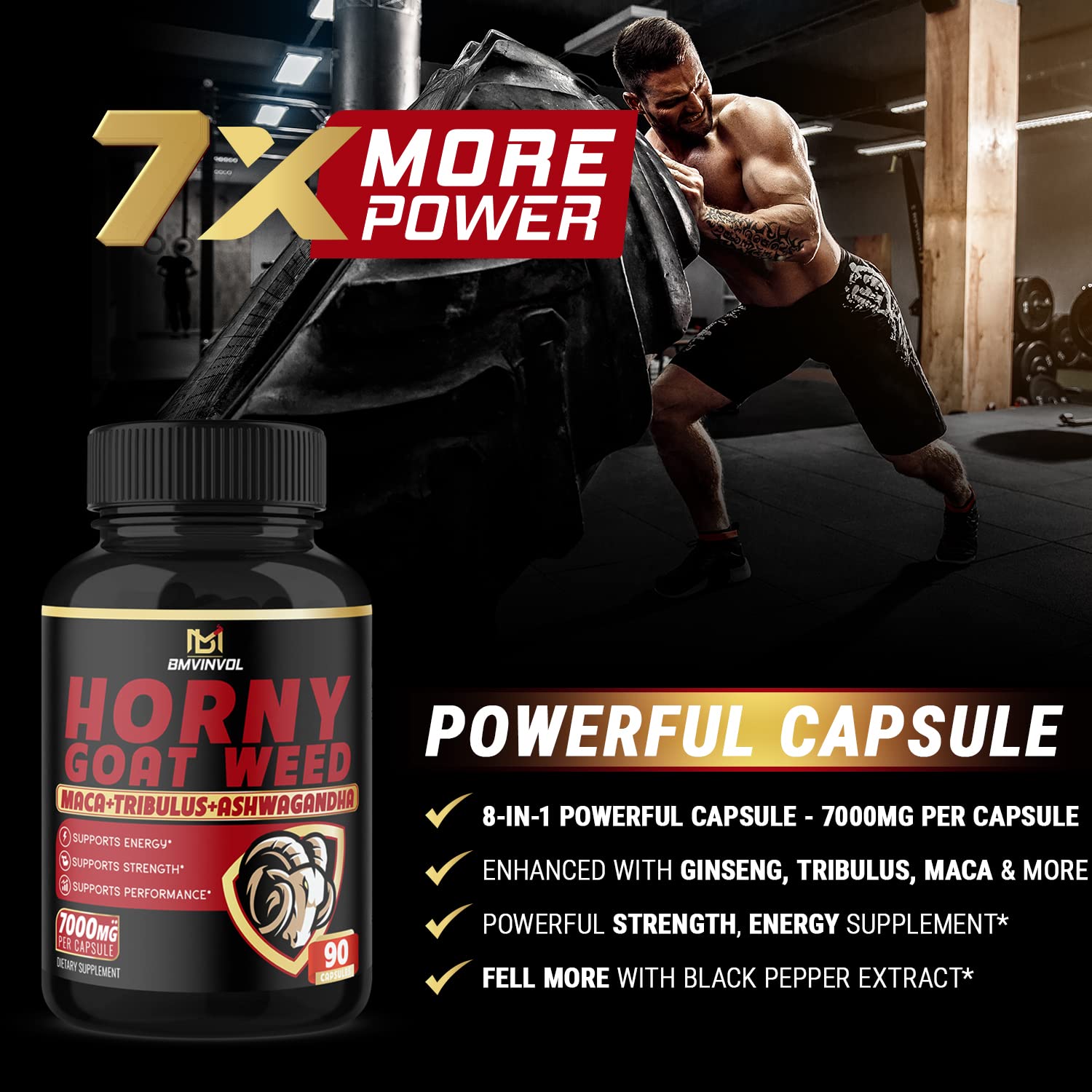 BMVINVOL Horny Goat Weed Capsules - 7000mg Herbal Equivalent BMVINVOL buy supplements canada