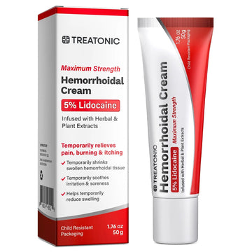 Treatonic Hemorrhoid Treatment Cream: 5% Lidocaine Hemorrhoid Cream for Numbing Relief of Pain, Burning, Itching, Discomfort, & Swelling - Fissure & Hemorrhoids - 1.76 oz Treatonic buy supplements canada