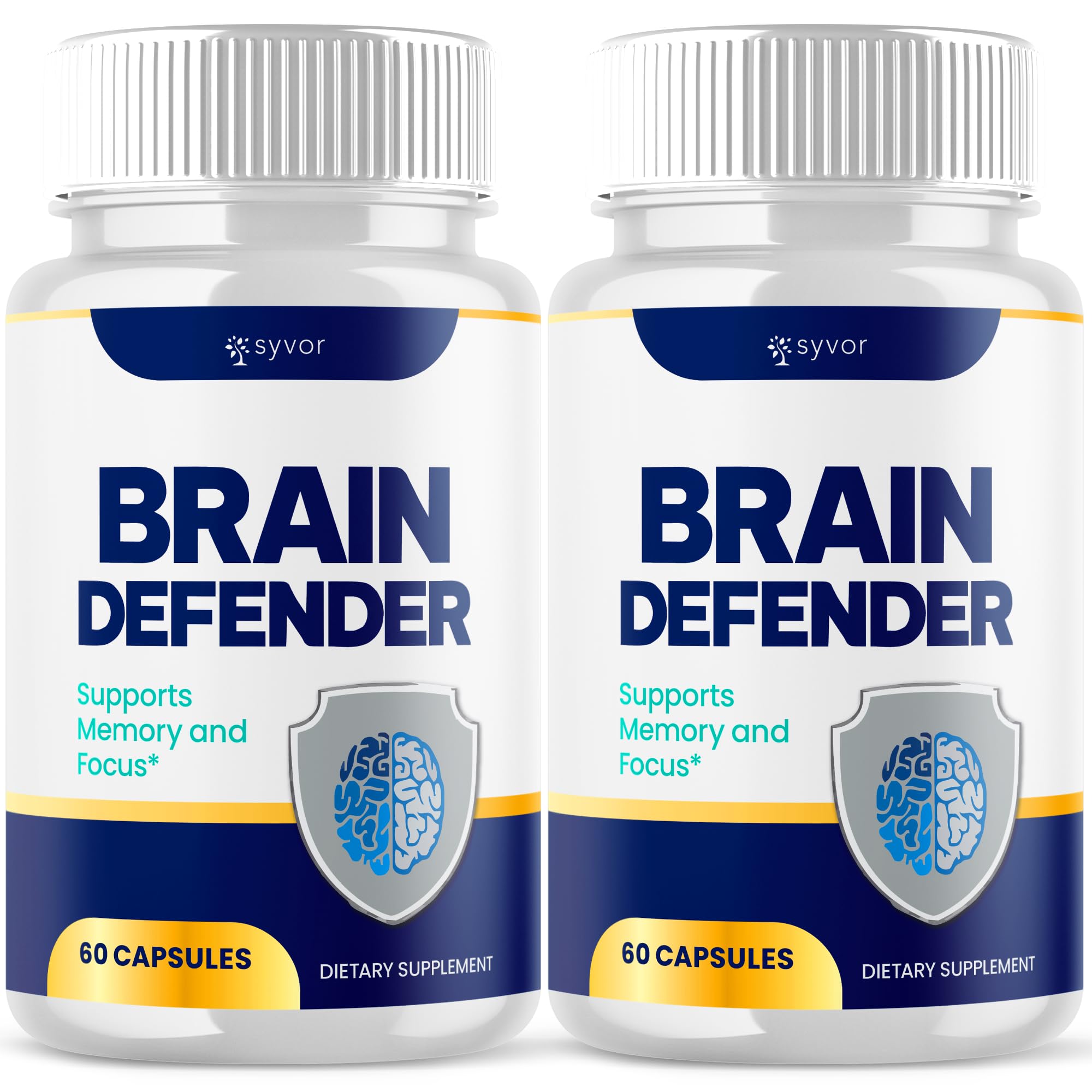 (2 Pack) Brain Defender Supplement Pills, Official Brain Defender Advanced Formula Nootropic Capsules, All Natural Health and Wellness Support Formula Maximum Strength Braindefender (120 Capsules) Syvor buy supplements canada