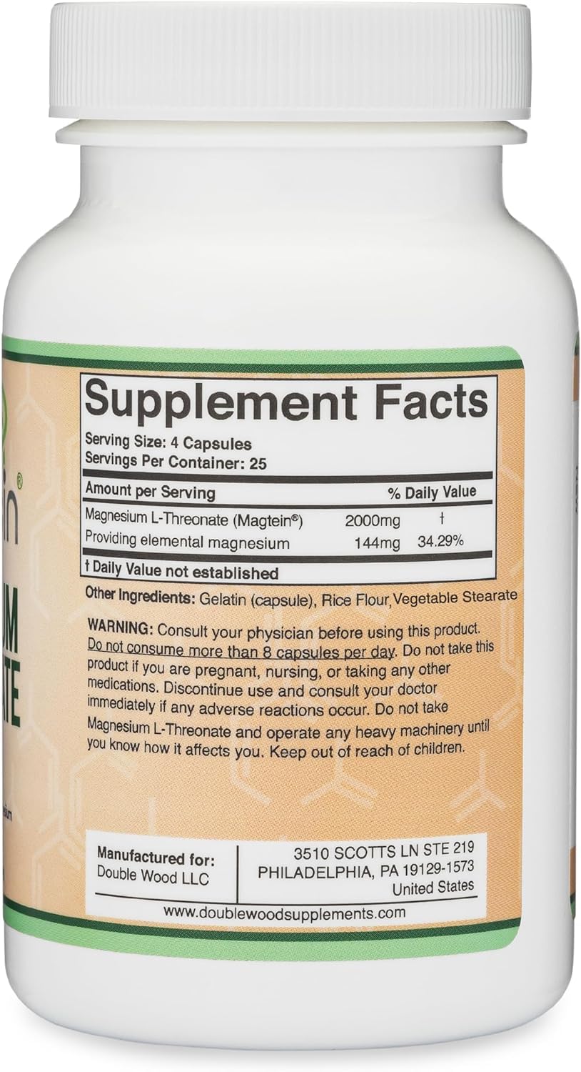 Magnesium L Threonate, Magtein - NSF Certified - Sleep and Cognitive Support – High Absorption Double Wood Supplements buy supplements canada