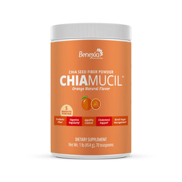 BENEXIA Chiamucil Prebiotic Fiber Supplement Powder – Chia Fiber & Chicory Root (Inulin) for Digestive Health & Appetite Control – Gluten & Sugar Free