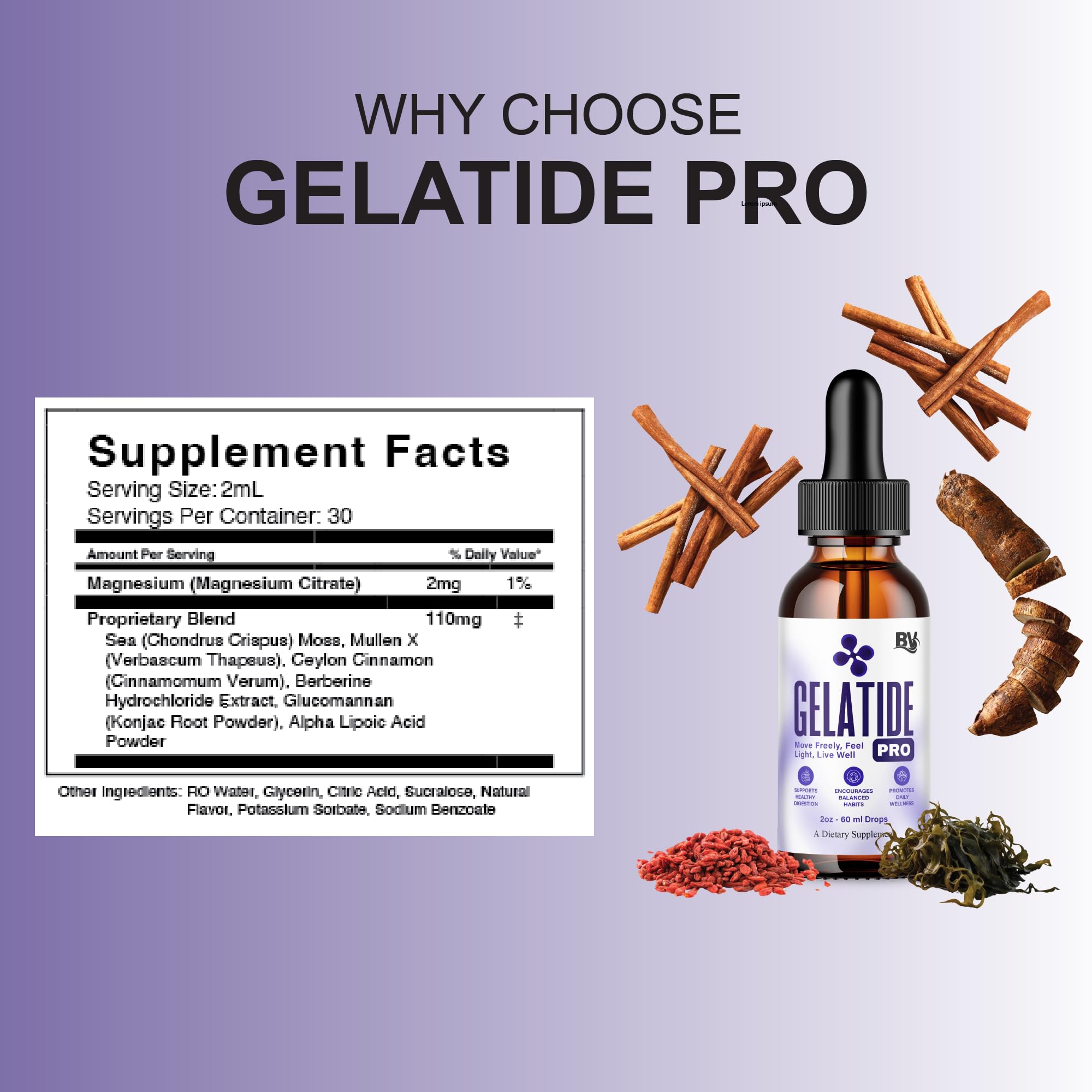 BLUE VIBE Gelatide Liquid Drops, Gela Tide Advanced Maximum Strength Overall Health & Wellness Support Supplement, Gelatide Premium Daily Health and Overall Energy Formula (2oz / 60ml) BLUE VIBE buy supplements canada