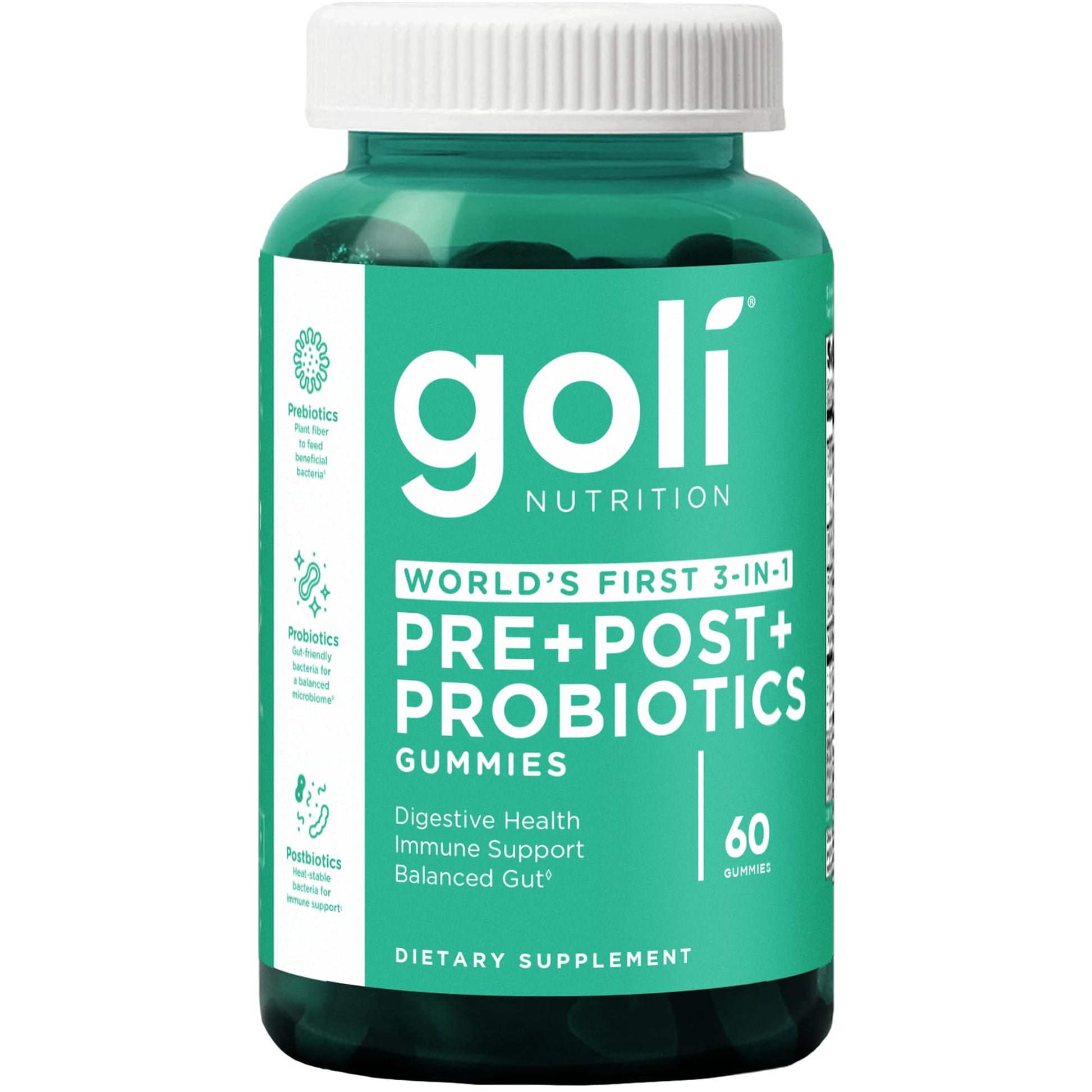 Goli Pre Pro Postbiotic Gummies - Worlds First 3-in-1 Formula with DE111 Probiotics, XOS Prebiotics, MCC1849 Postbiotics - Vegan, Non-GMO, Gluten-Free Goli buy supplements canada