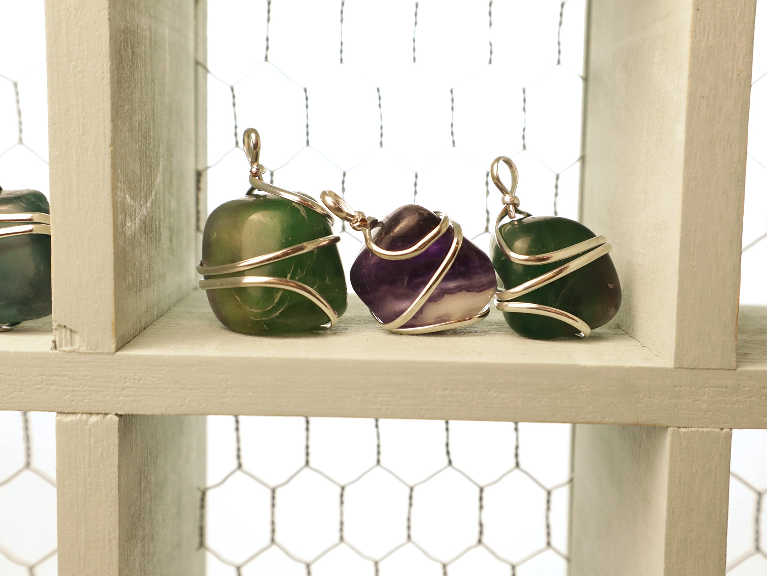 Shelf and Stone Rainbow Fluorite Wire Wrapped Pendant - Dark Hued Fluorite Crystal Necklace Shelf and Stone buy supplements canada